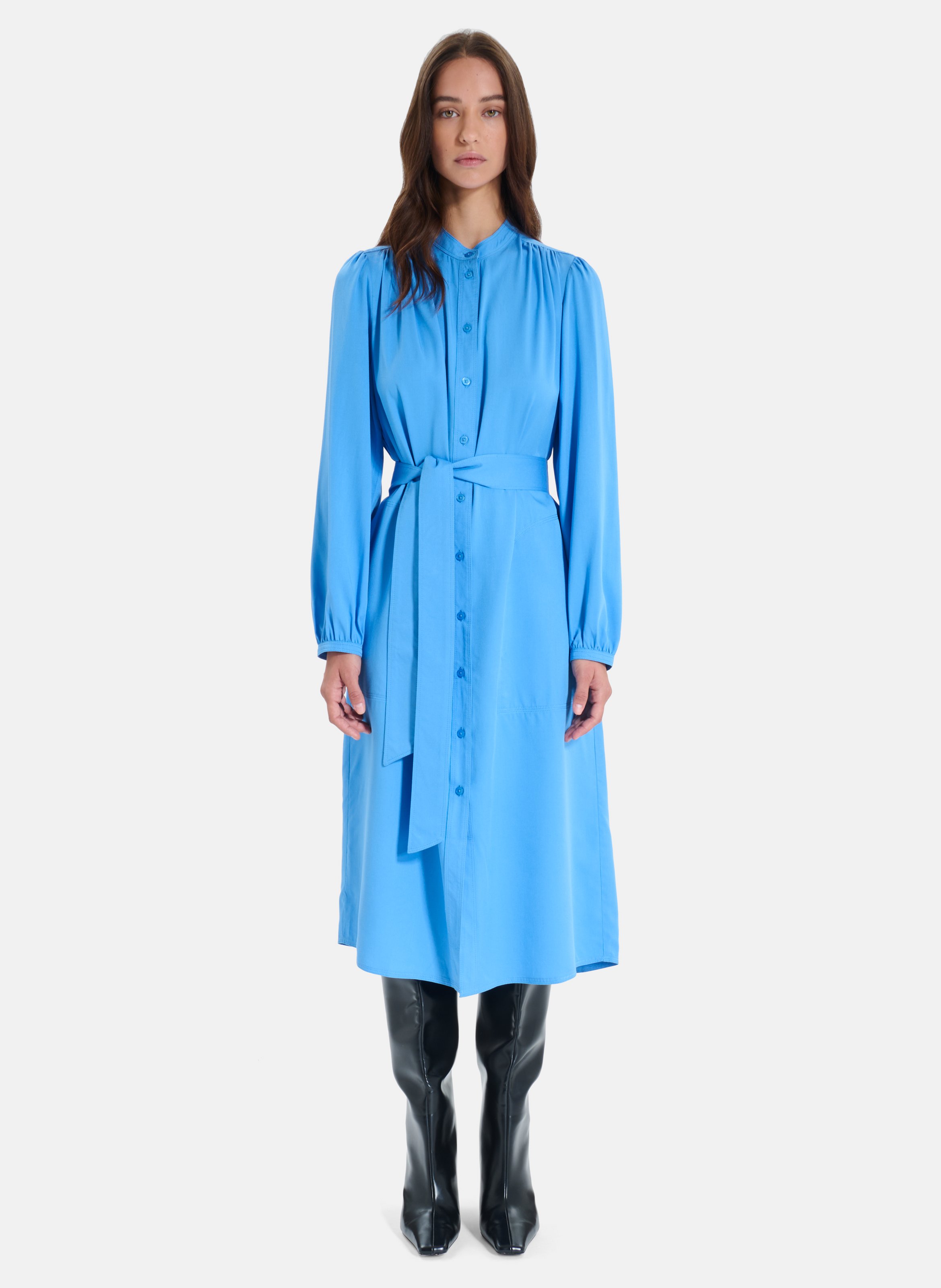 Robe midi col rond ZAPA Bleu