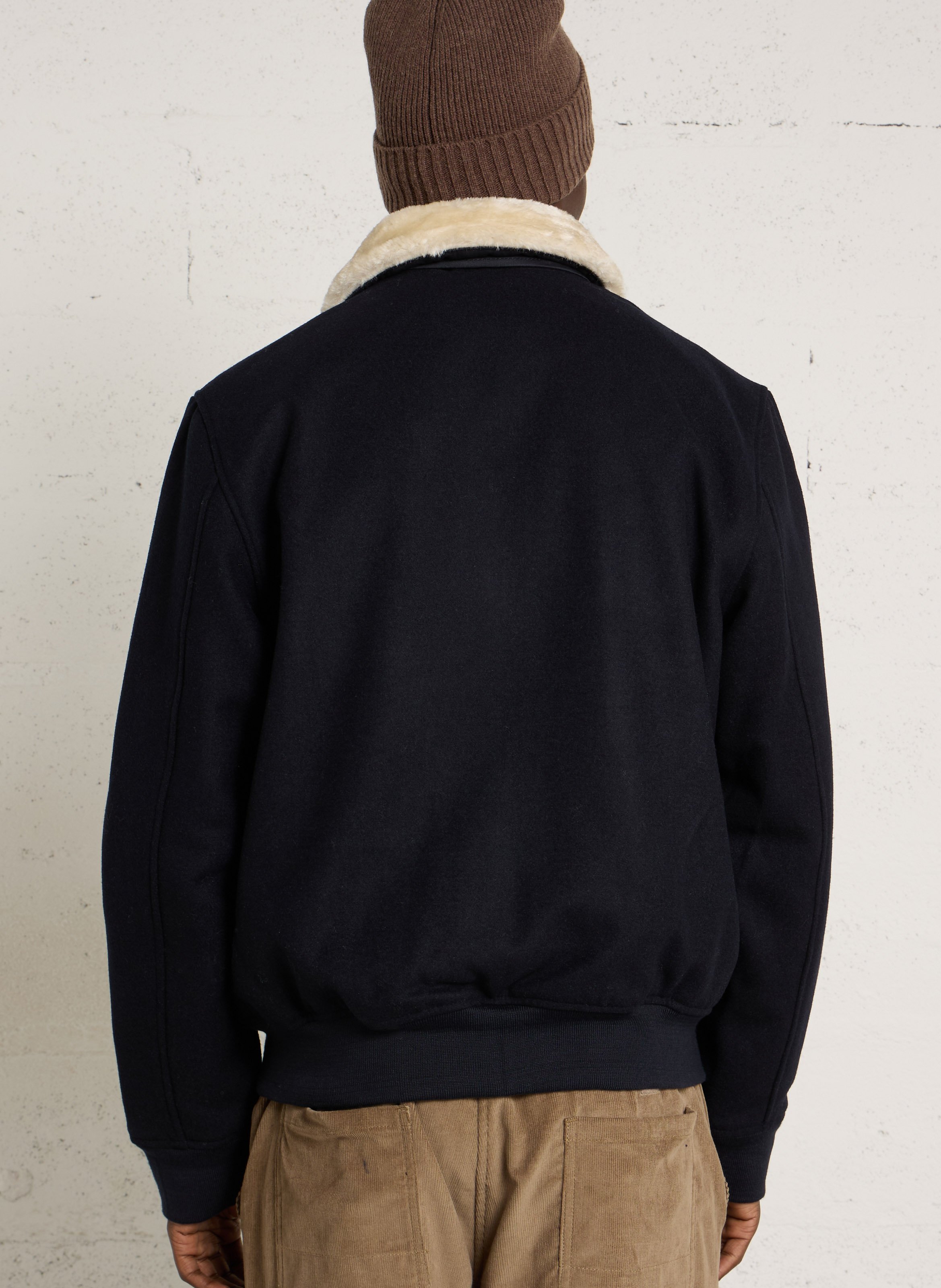 Fliegerjacke aus Wollmischung mit abnehmbarem Kragen SCHOTT Blau