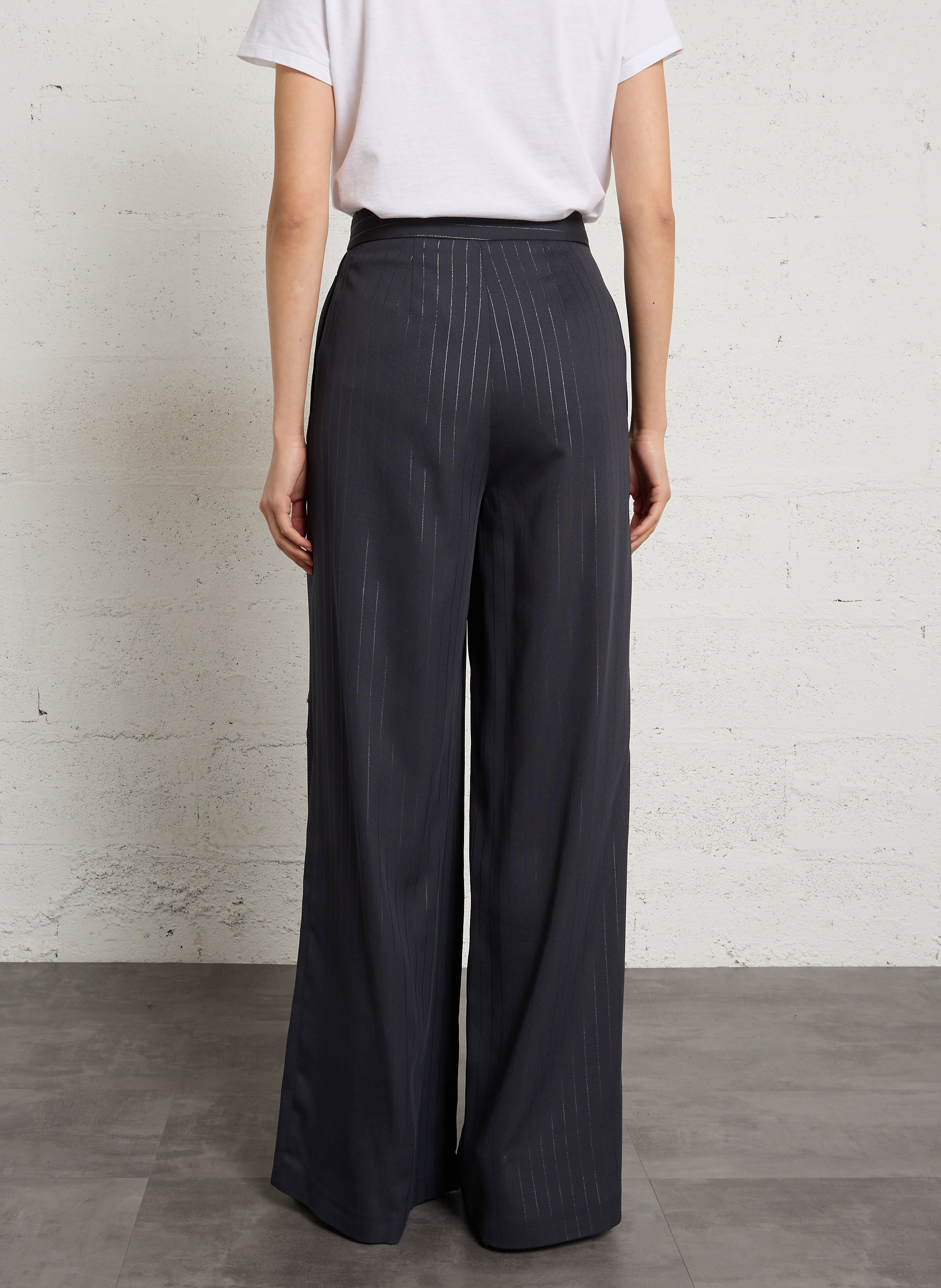 High-waisted striped wide-leg pants LIU JO Grey