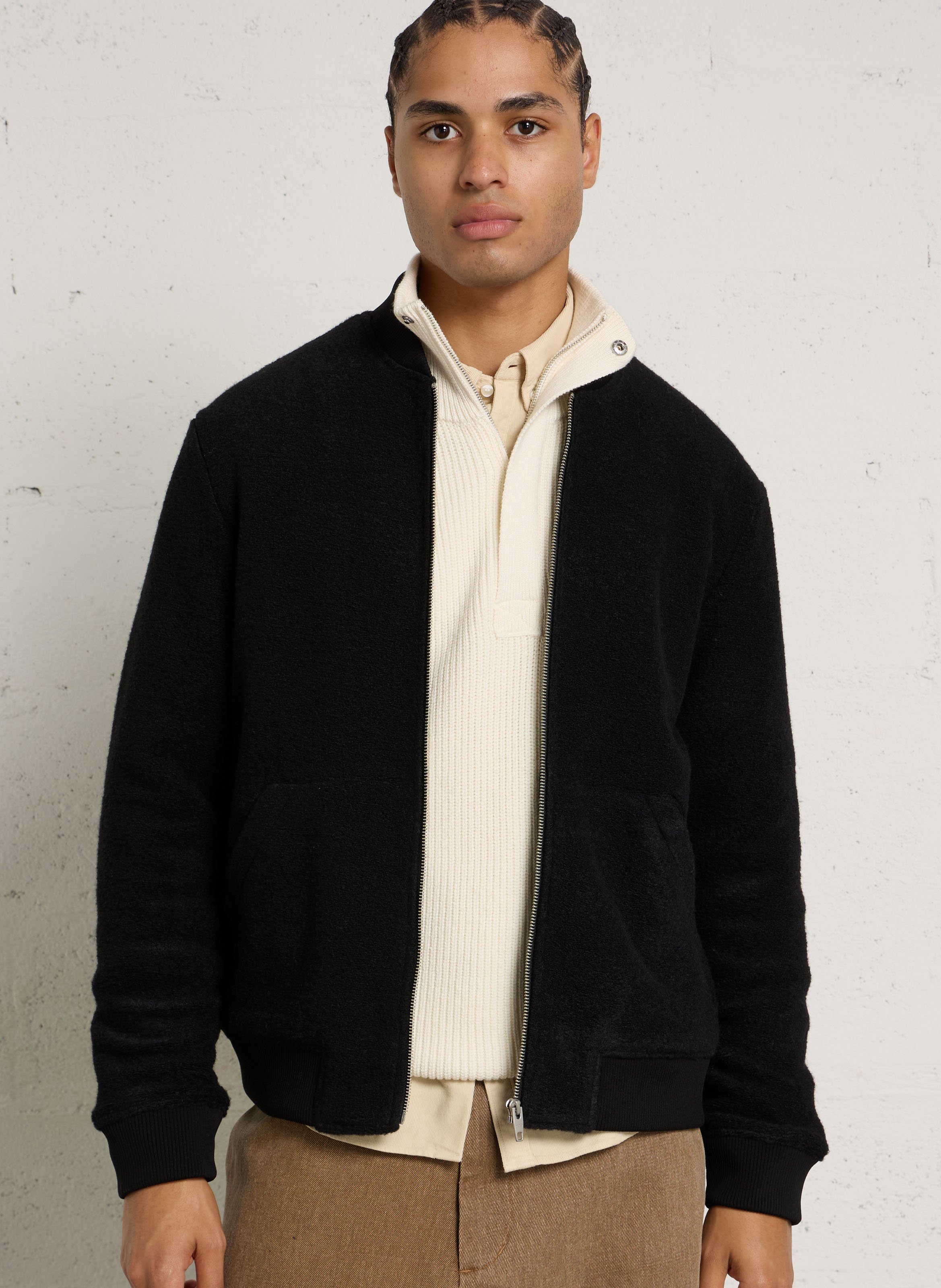 Veste droite col teddy  IKKS Noir