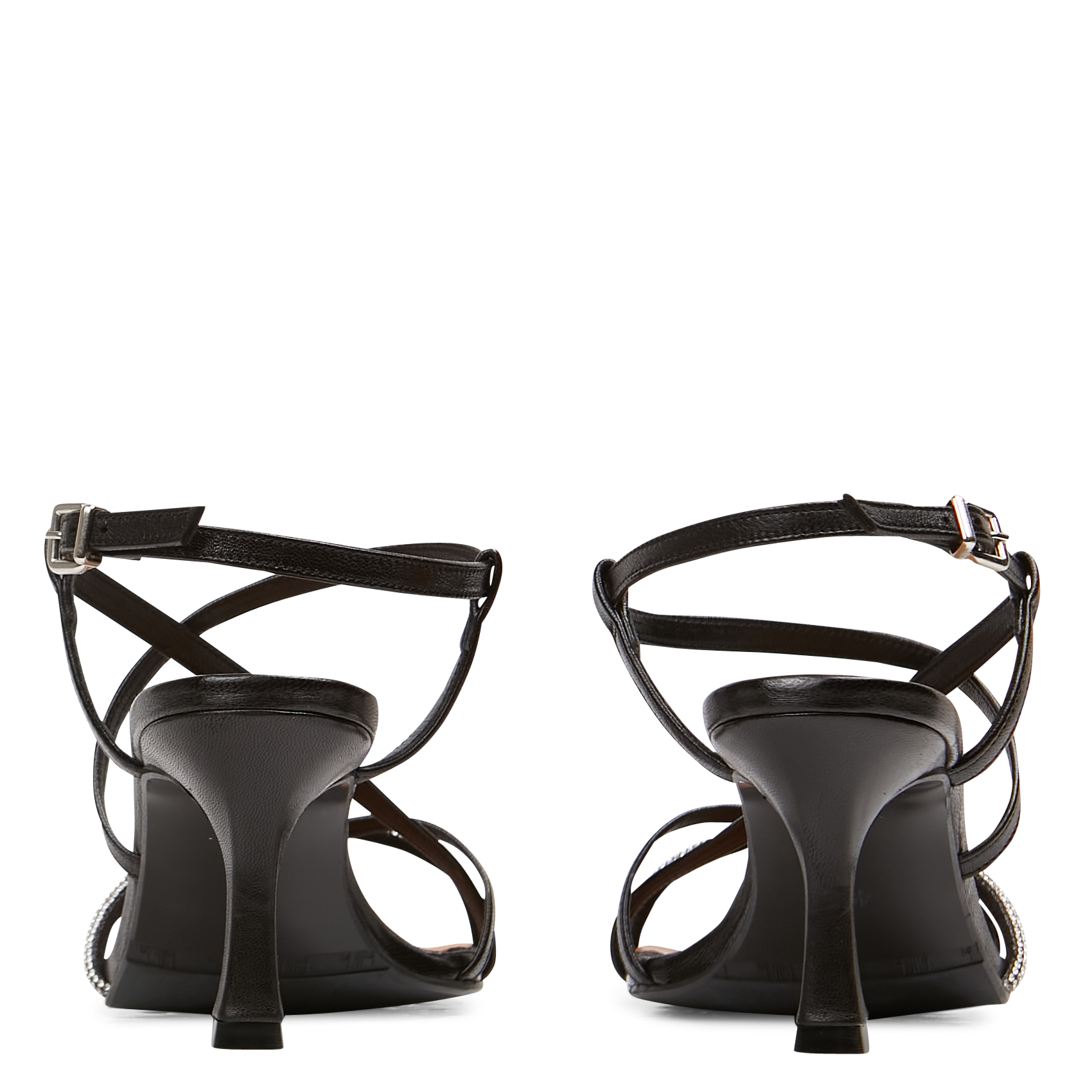 Sandales à talon en cuir  Noir