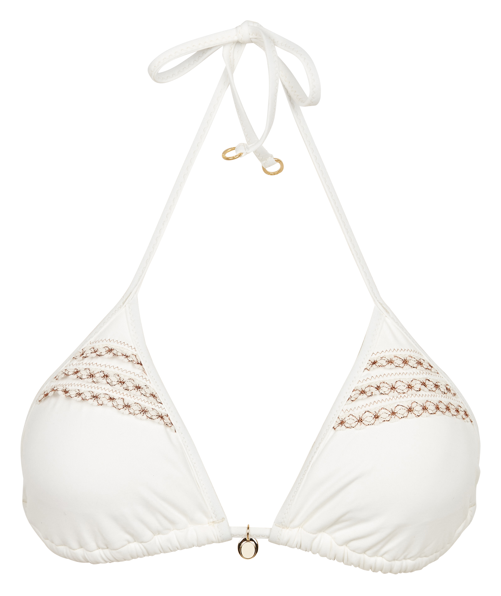 Embroidered triangle bikini top BANANA MOON Beige