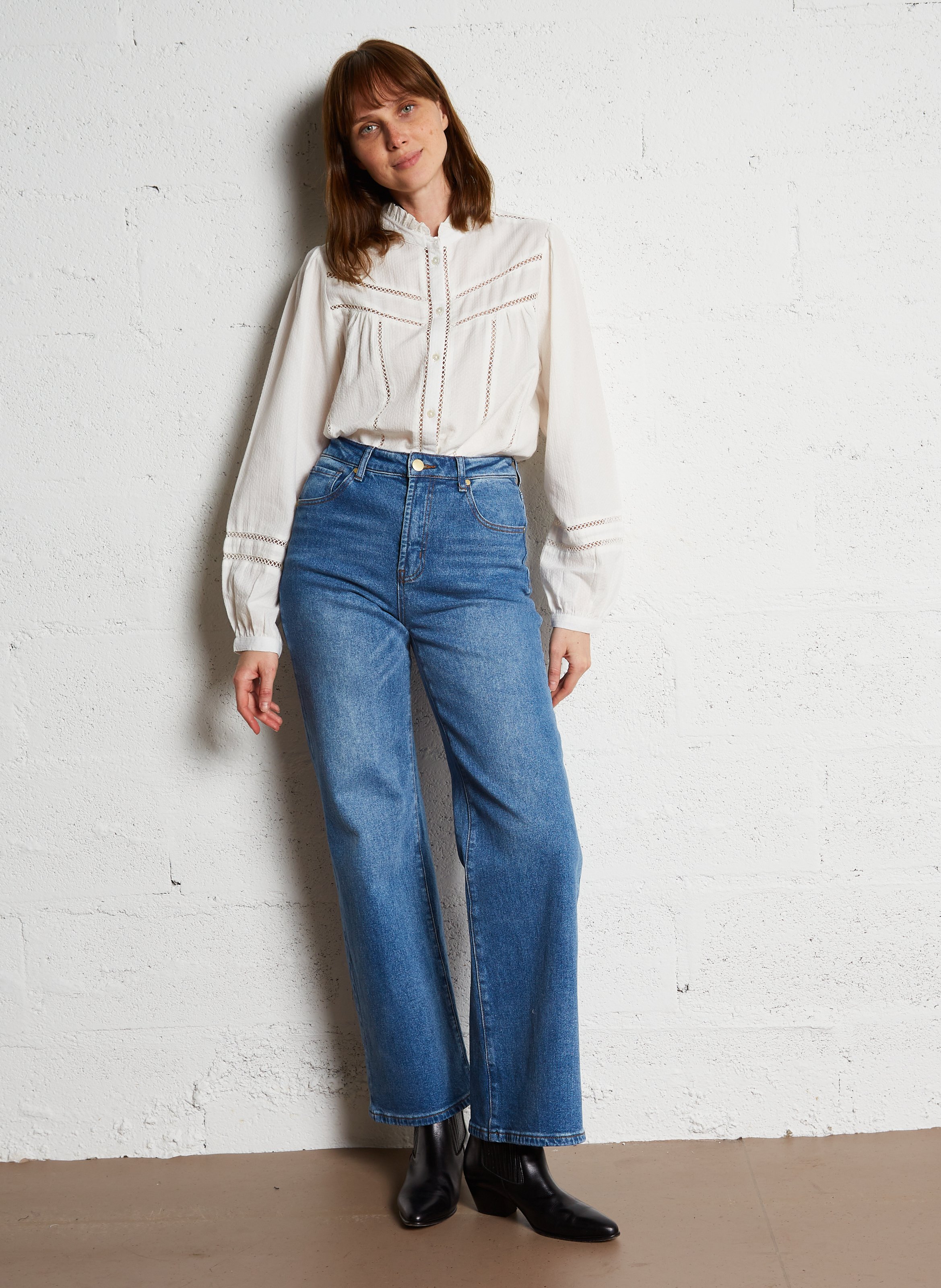 Jean large taille haute en coton mélangé LA PETITE ETOILE Jean Stone