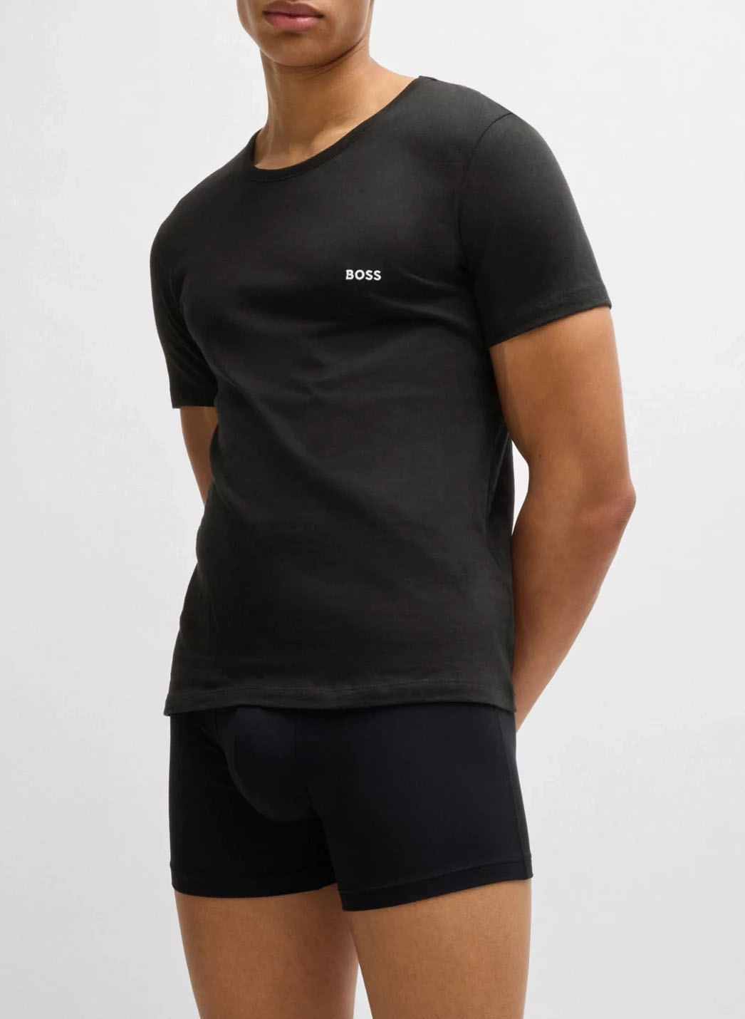 Pack of 3 round-neck cotton T-shirts BOSS Beige