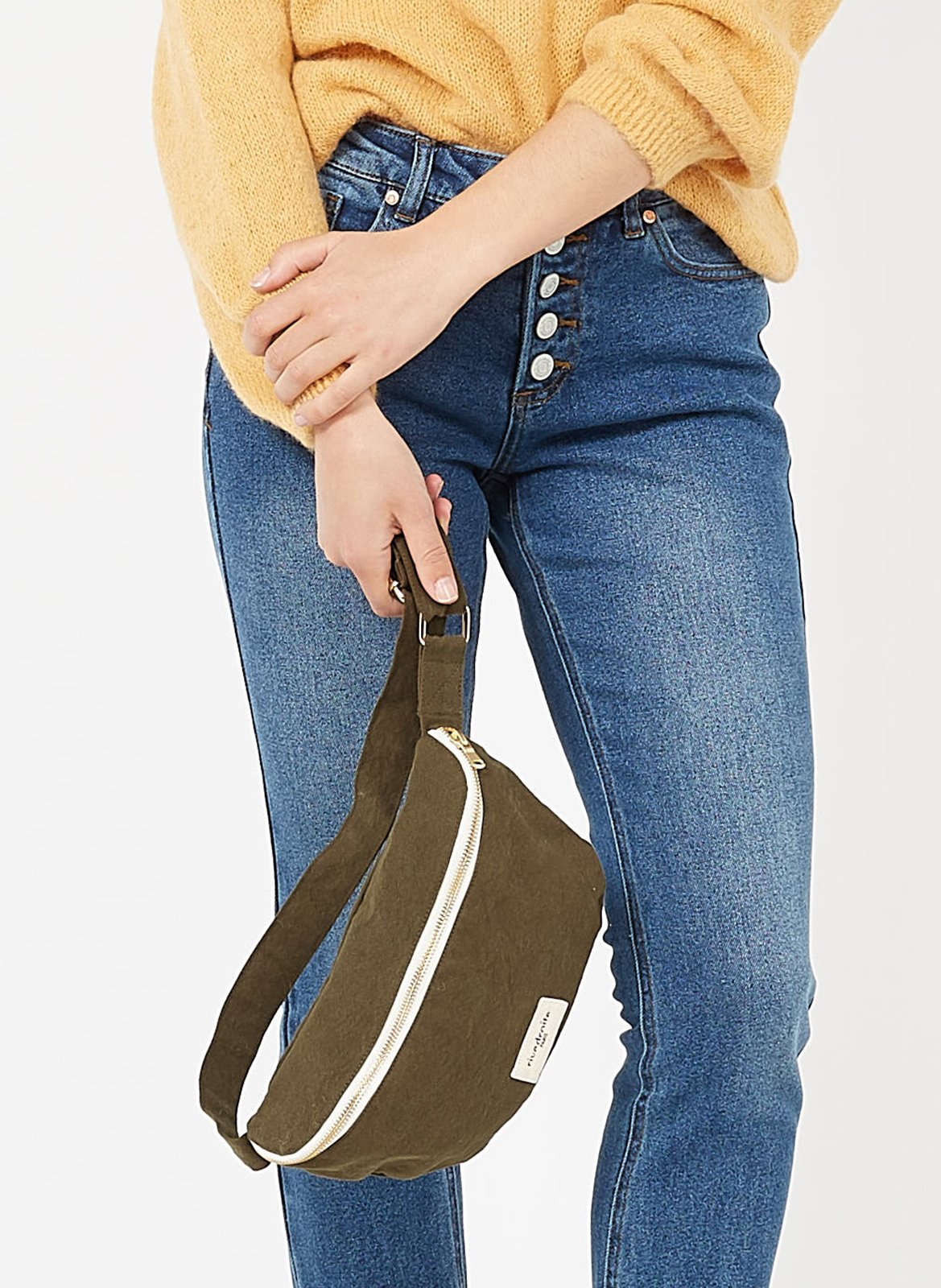 Zipped recycled cotton waist bag RIVEDROITE PARIS Green