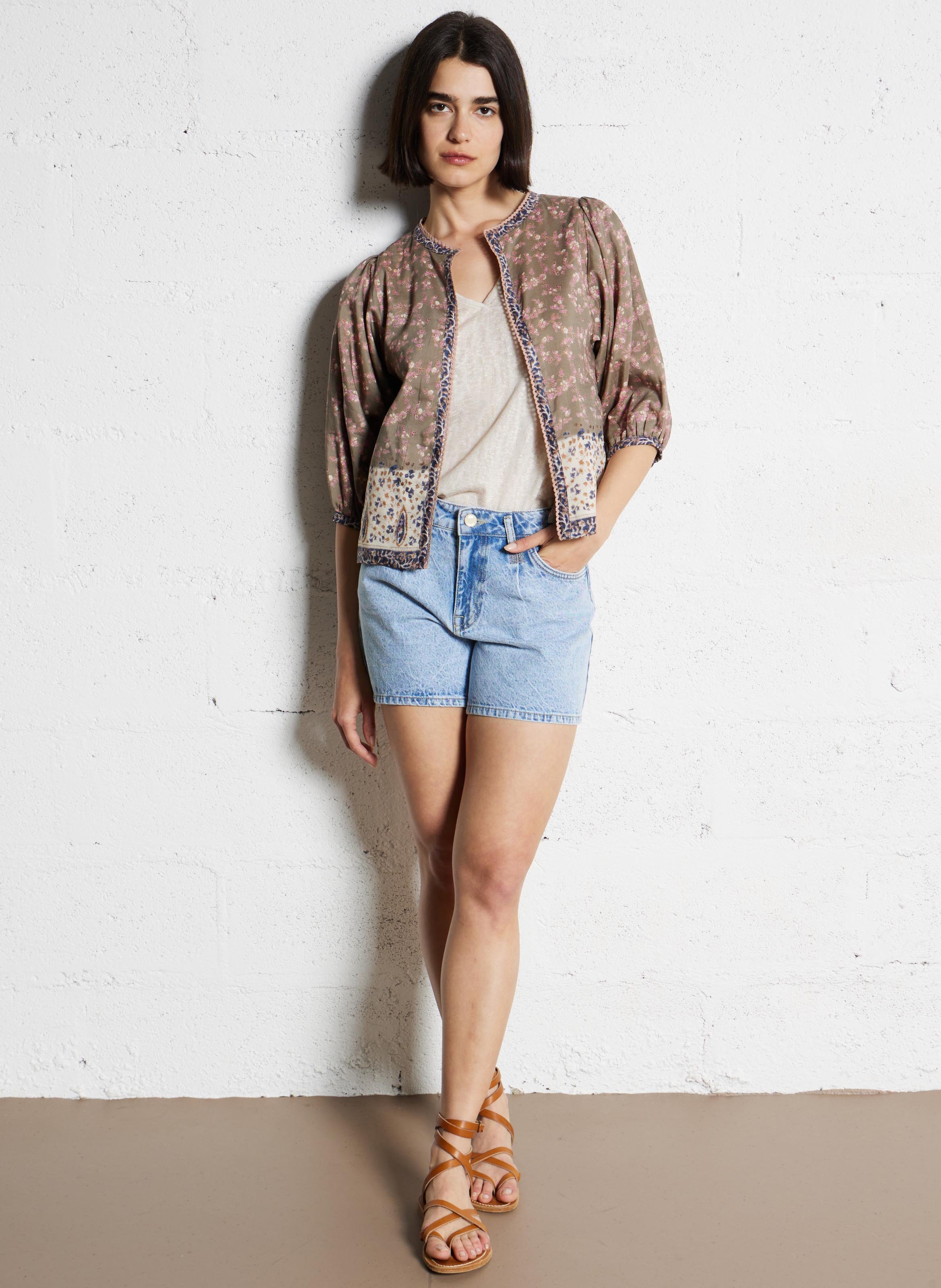 Straight stonewash denim shorts FABIENNE CHAPOT Blue