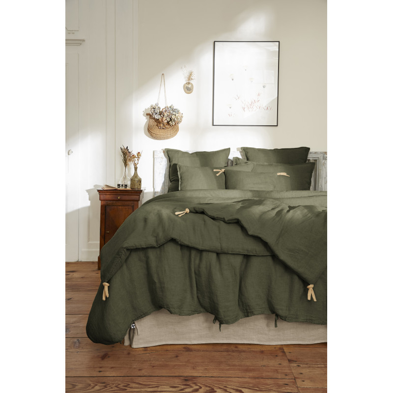 Cotton gauze bedspread or end-of-bed throw L'EFFET PAPILLON Green