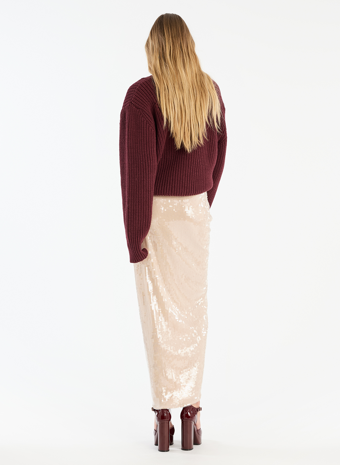 Pull col roulé en laine mélangée ROTATE Marron