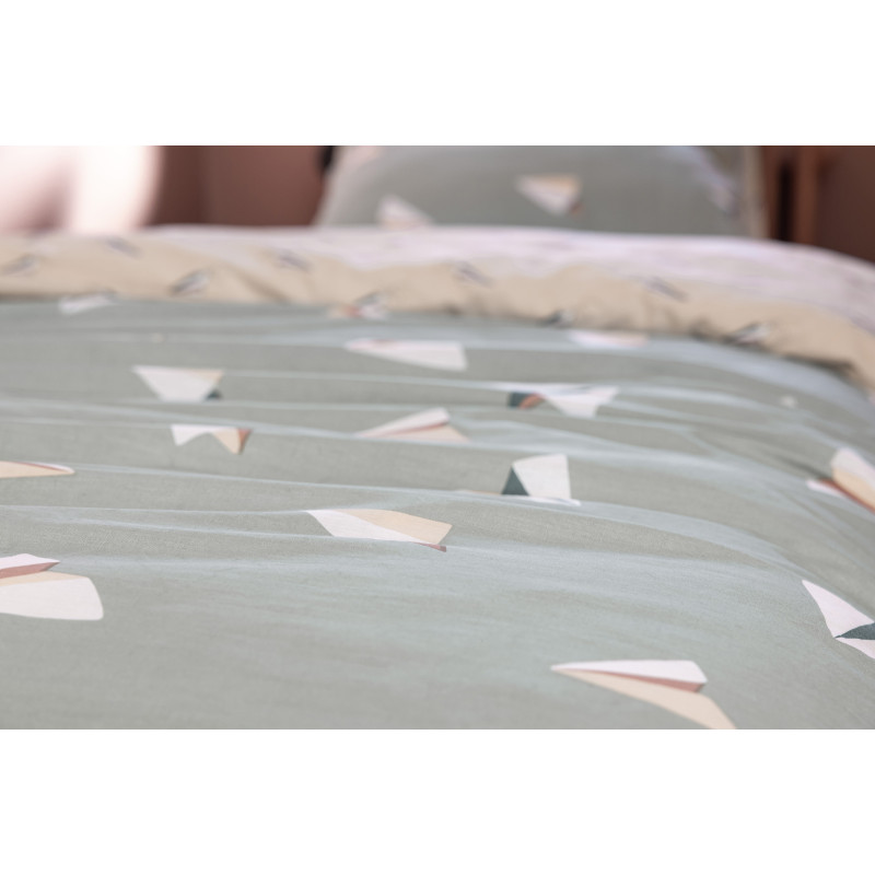 Duvet set all sizes "little papers" reversible 100% cotton / 57 threads/cm² L'EFFET PAPILLON Multicolored