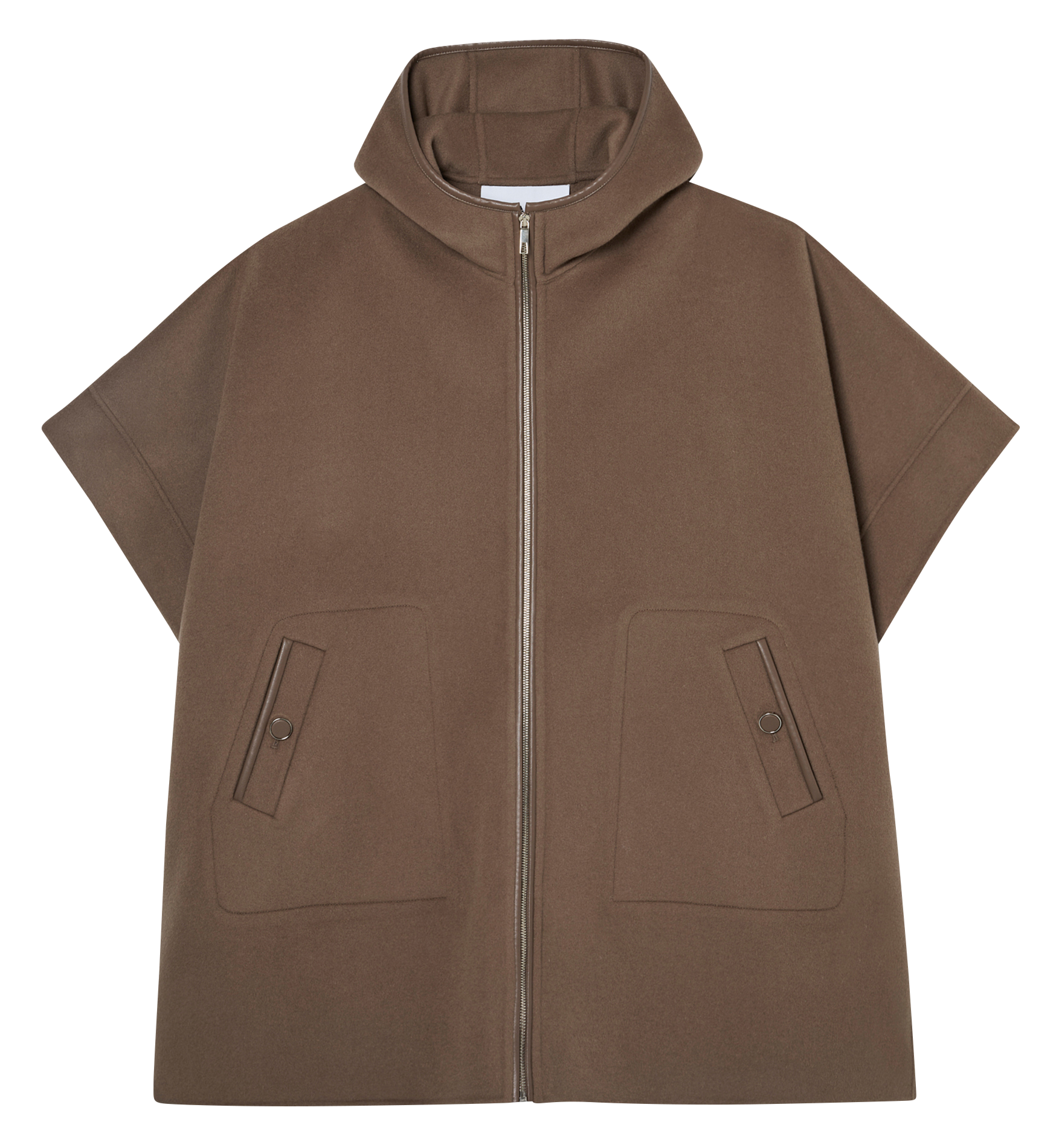 Round neck wool blend cape ZAPA Brown