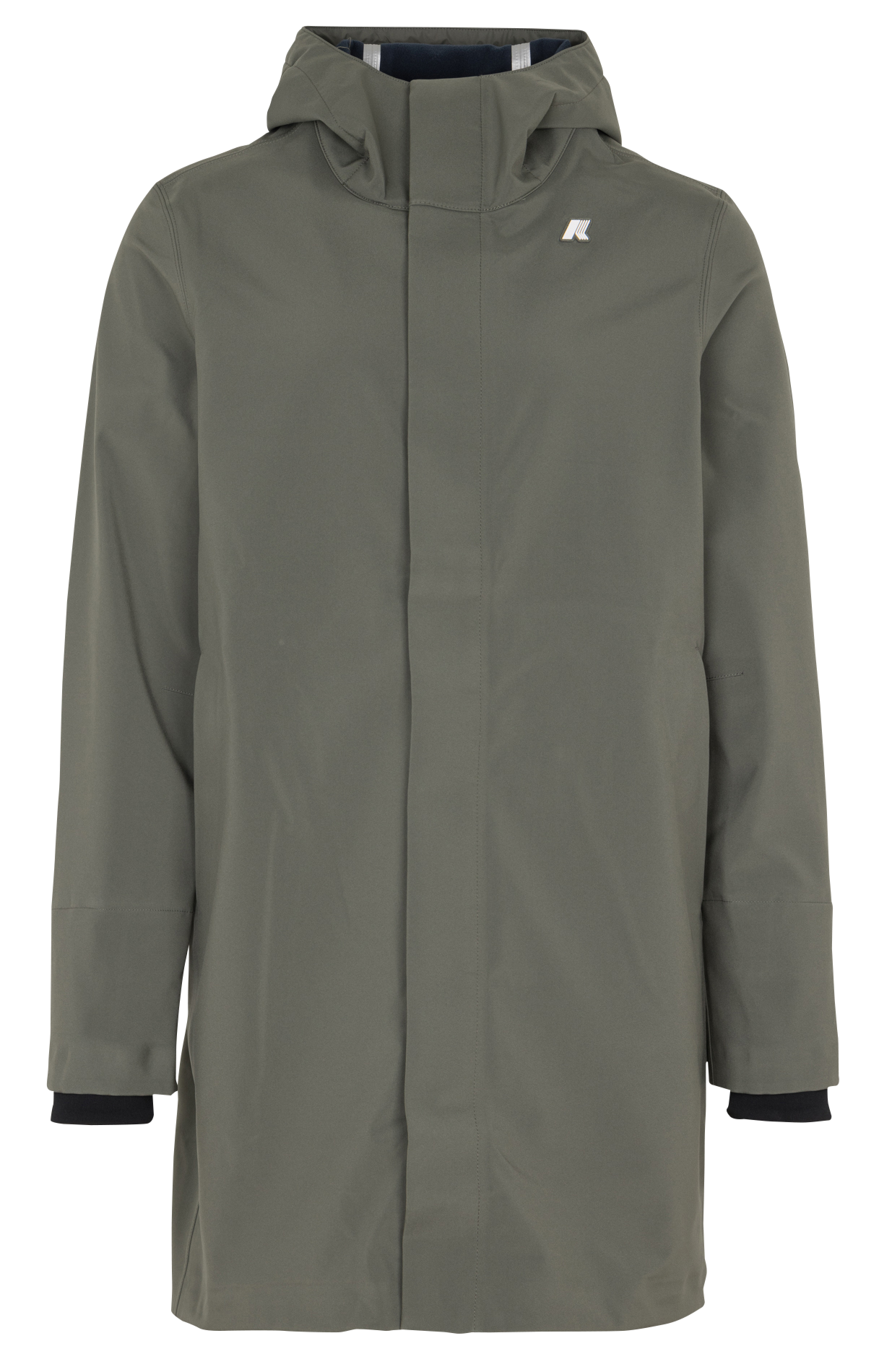 Parka with high collar and fitted hood K-WAY Green