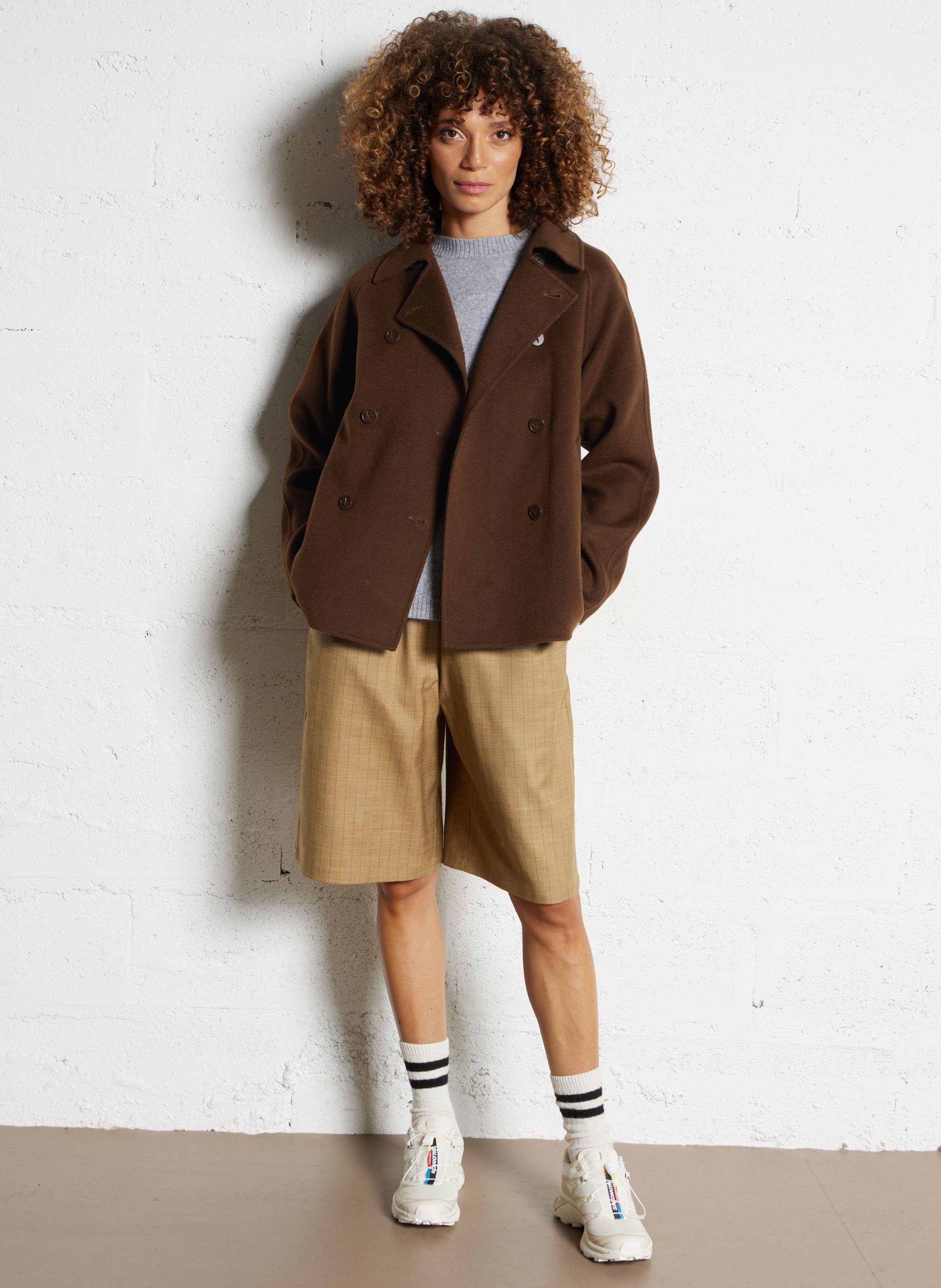 Double-faced wool blend pea coat BELLA JONES Brown