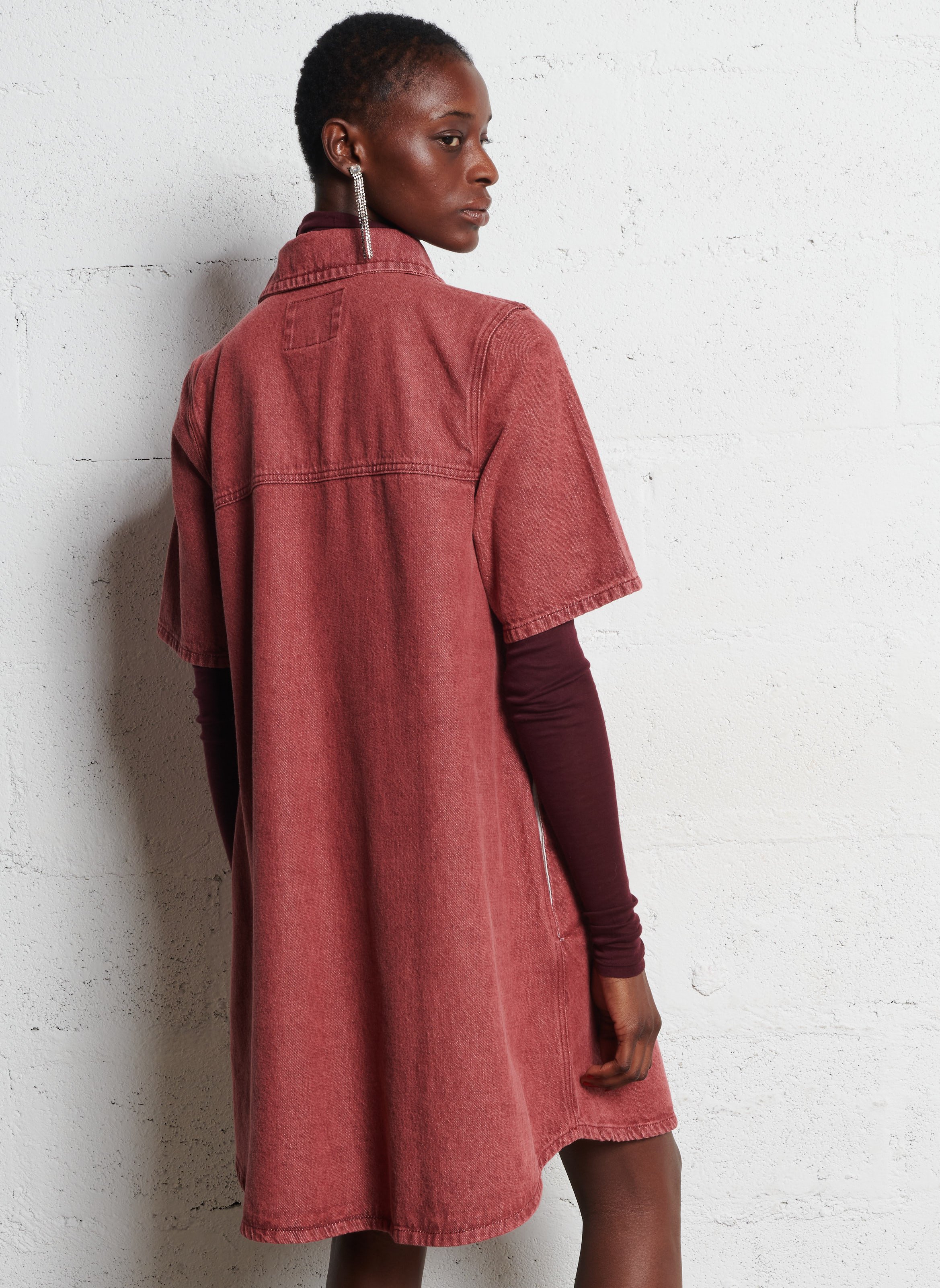 Short cotton dress with classic collar BELLEROSE Red