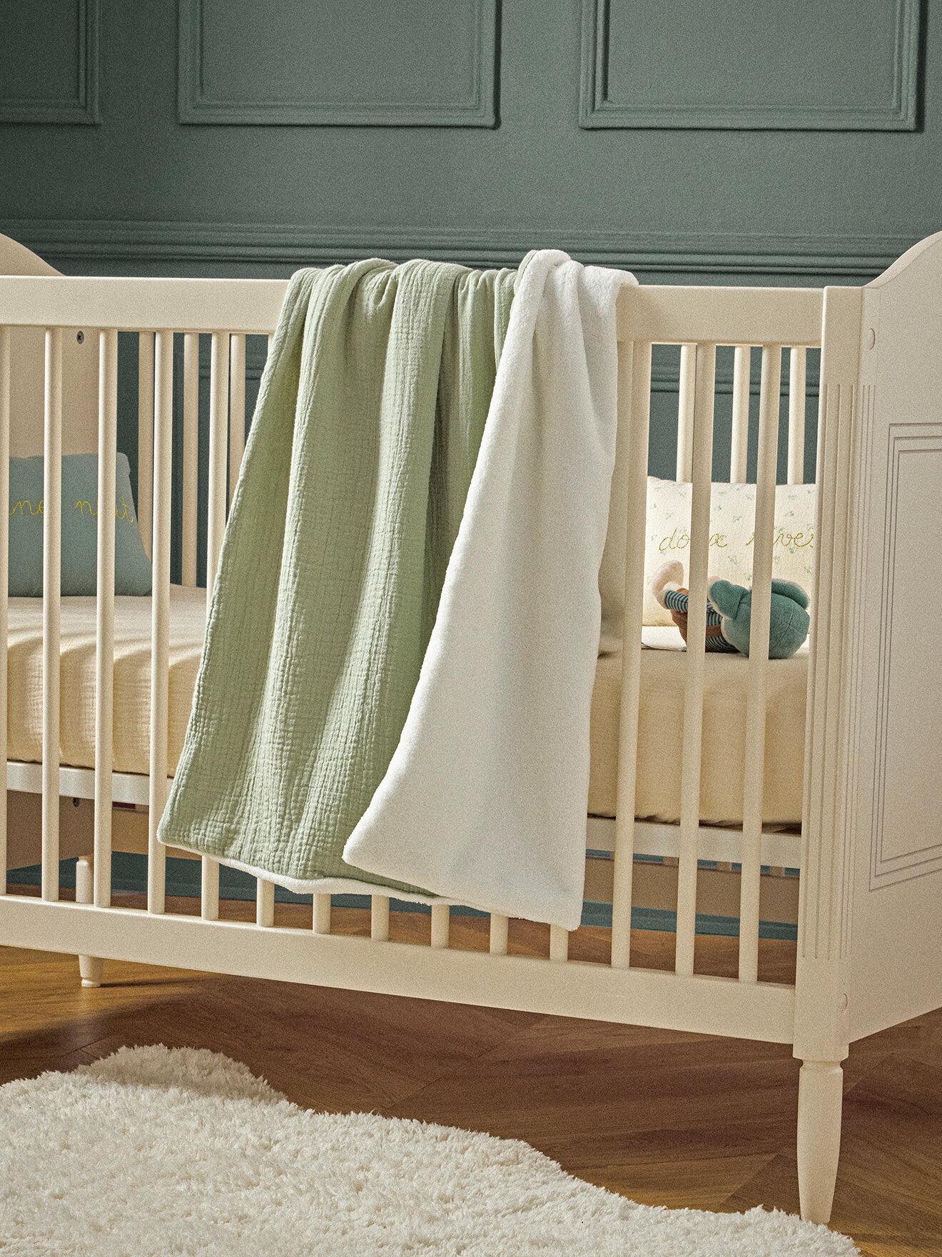 Cotton and micro-fleece plaid CYRILLUS Green