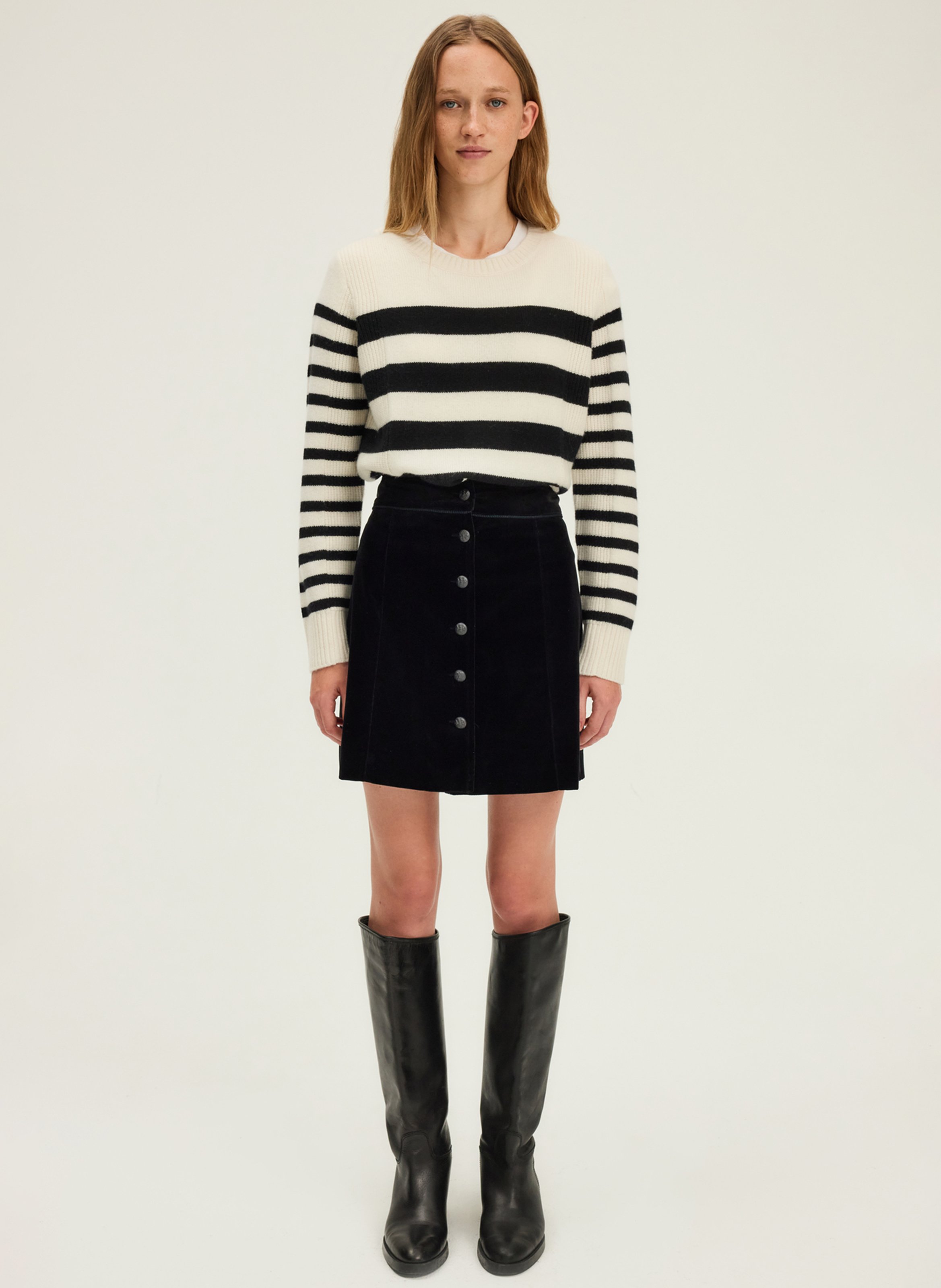 Jupe courte en velours côtelée PABLO Noir