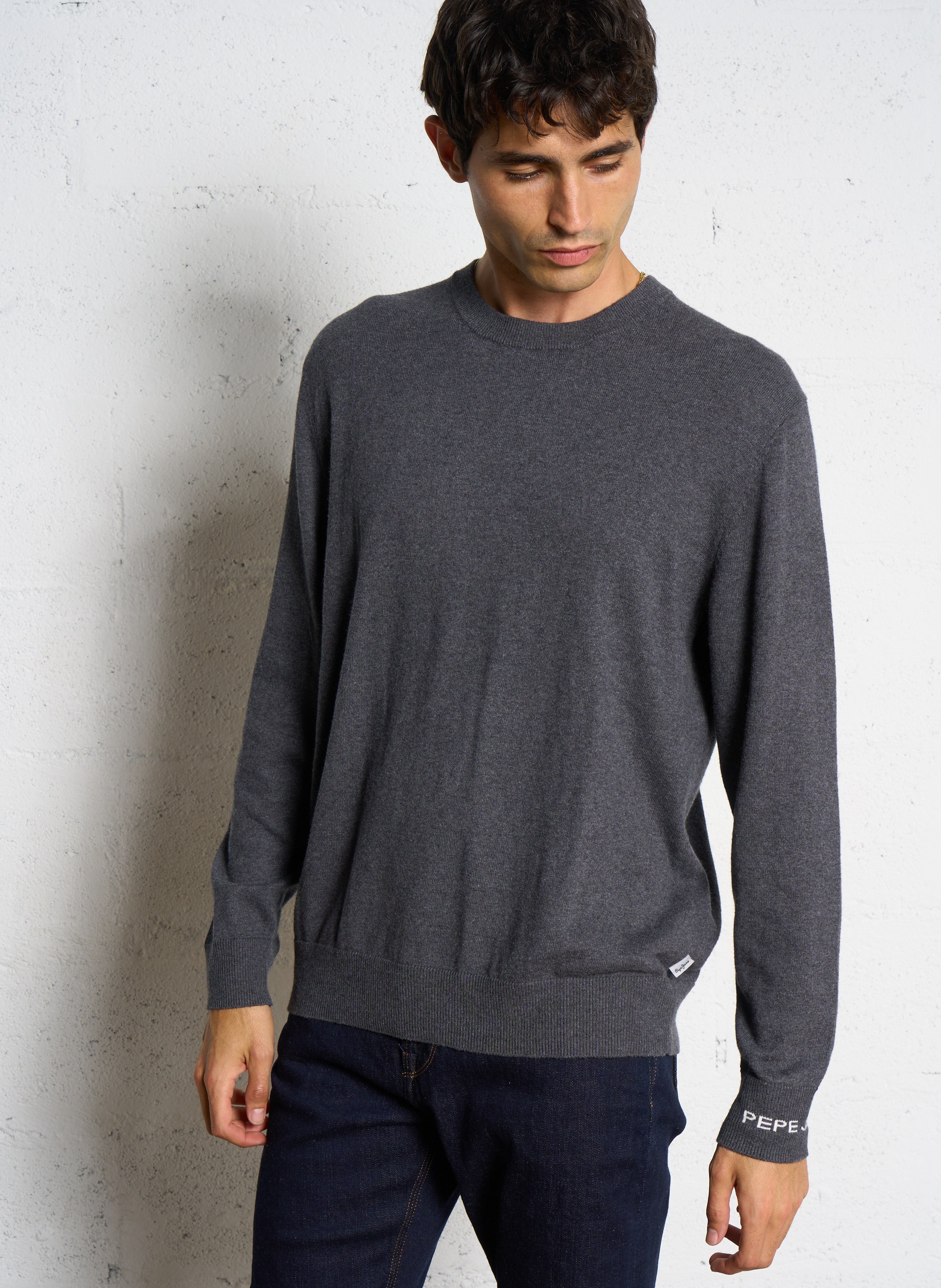Round neck straight fit sweater in cotton and cashmere PEPE JEANS