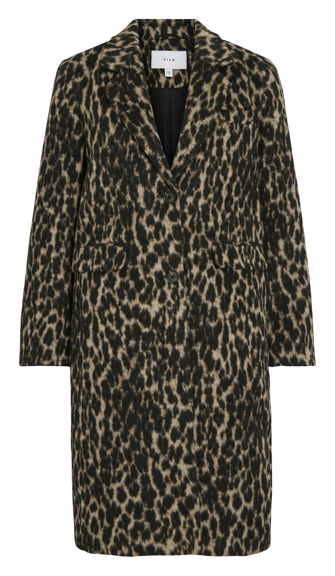 Manteau mi-long à motif léopard VILA Noir