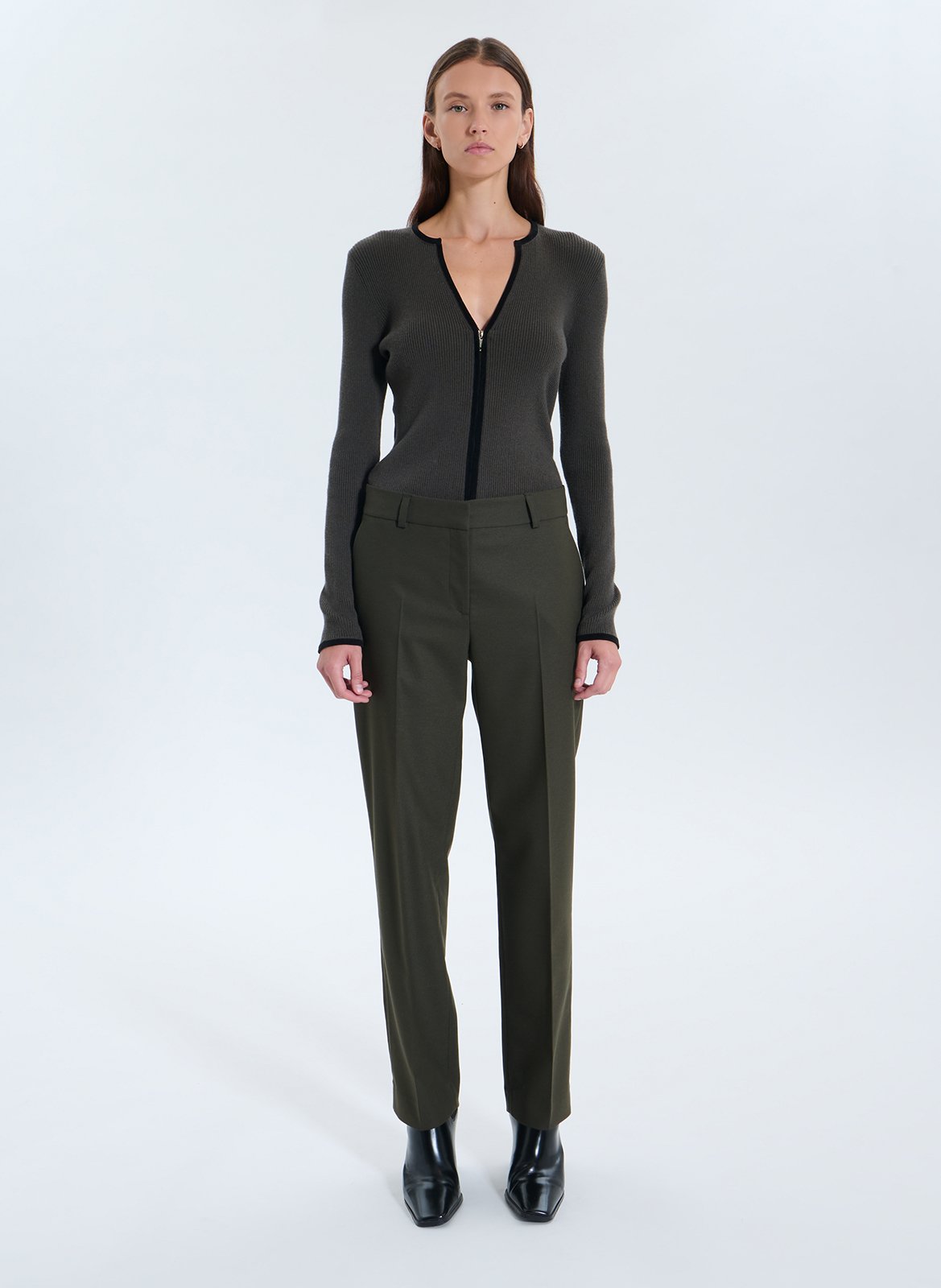 Gerade geschnittene Anzughose uni ZAPA Khaki