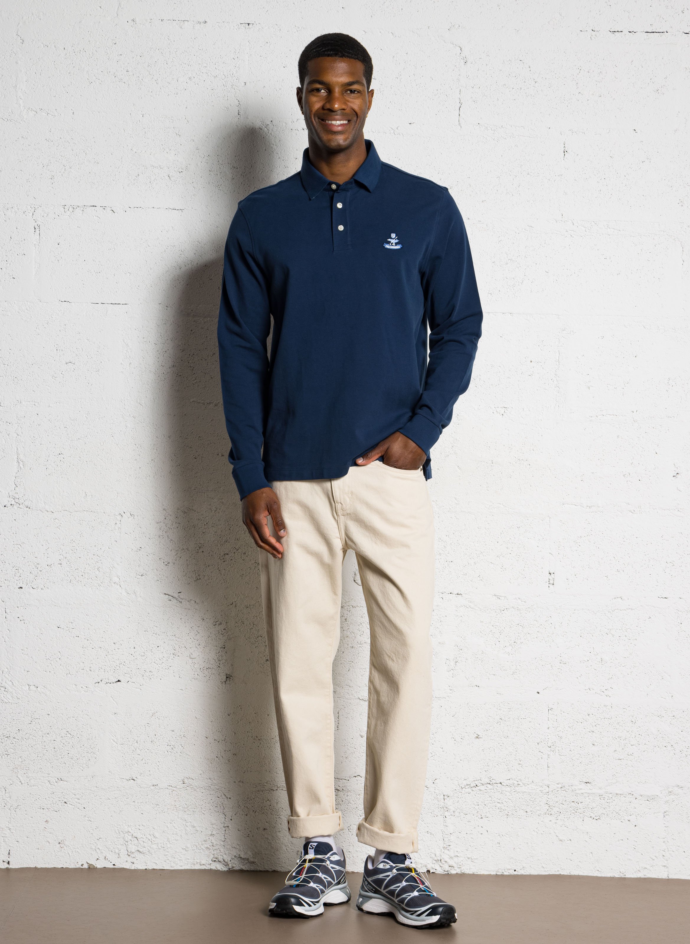 Polo Manches longues en coton FACONNABLE Bleu