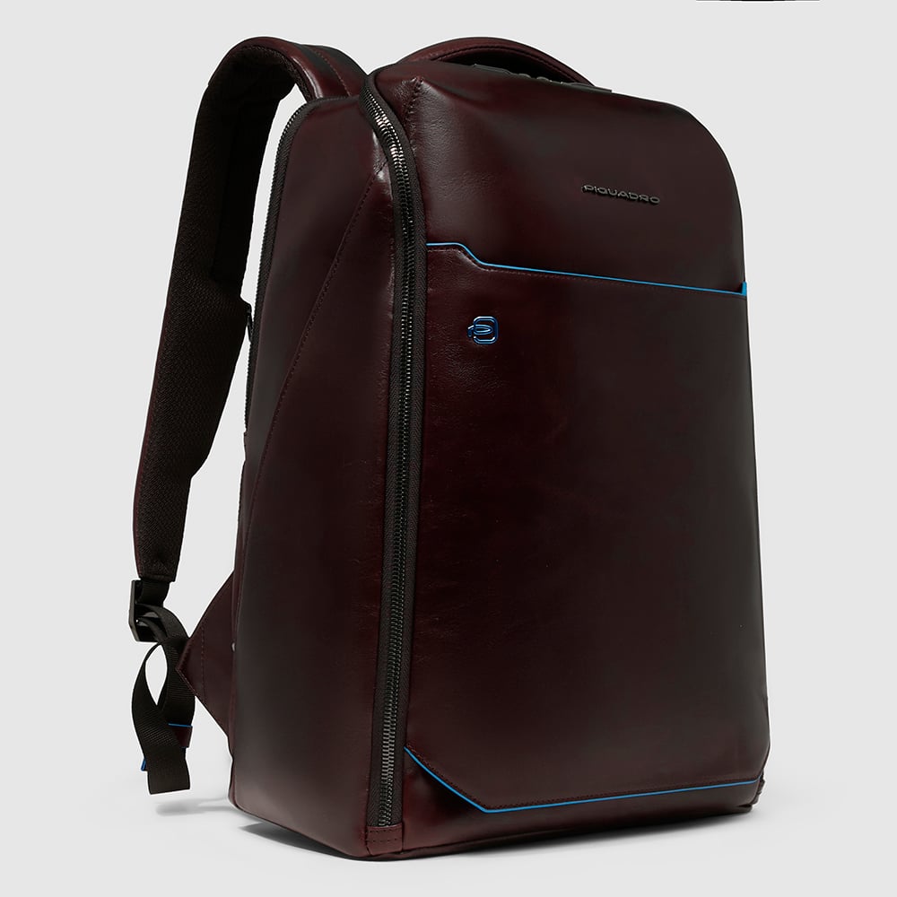 Backpack for laptop and ipad® with shockproof protection and RFID protection, anti-theft cable PIQUADRO Brown