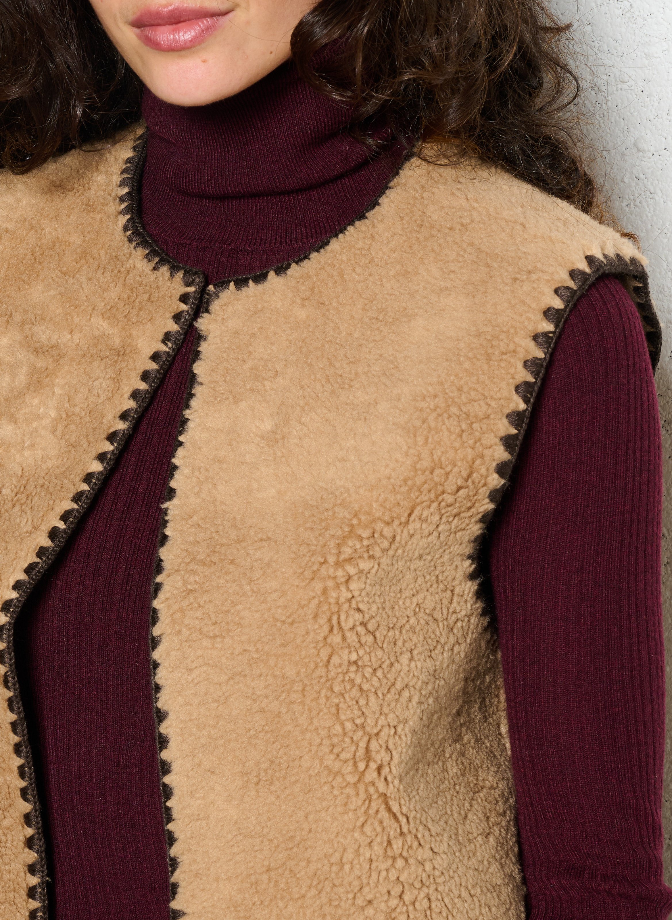 Veste col rond en sherpa SUD EXPRESS Beige