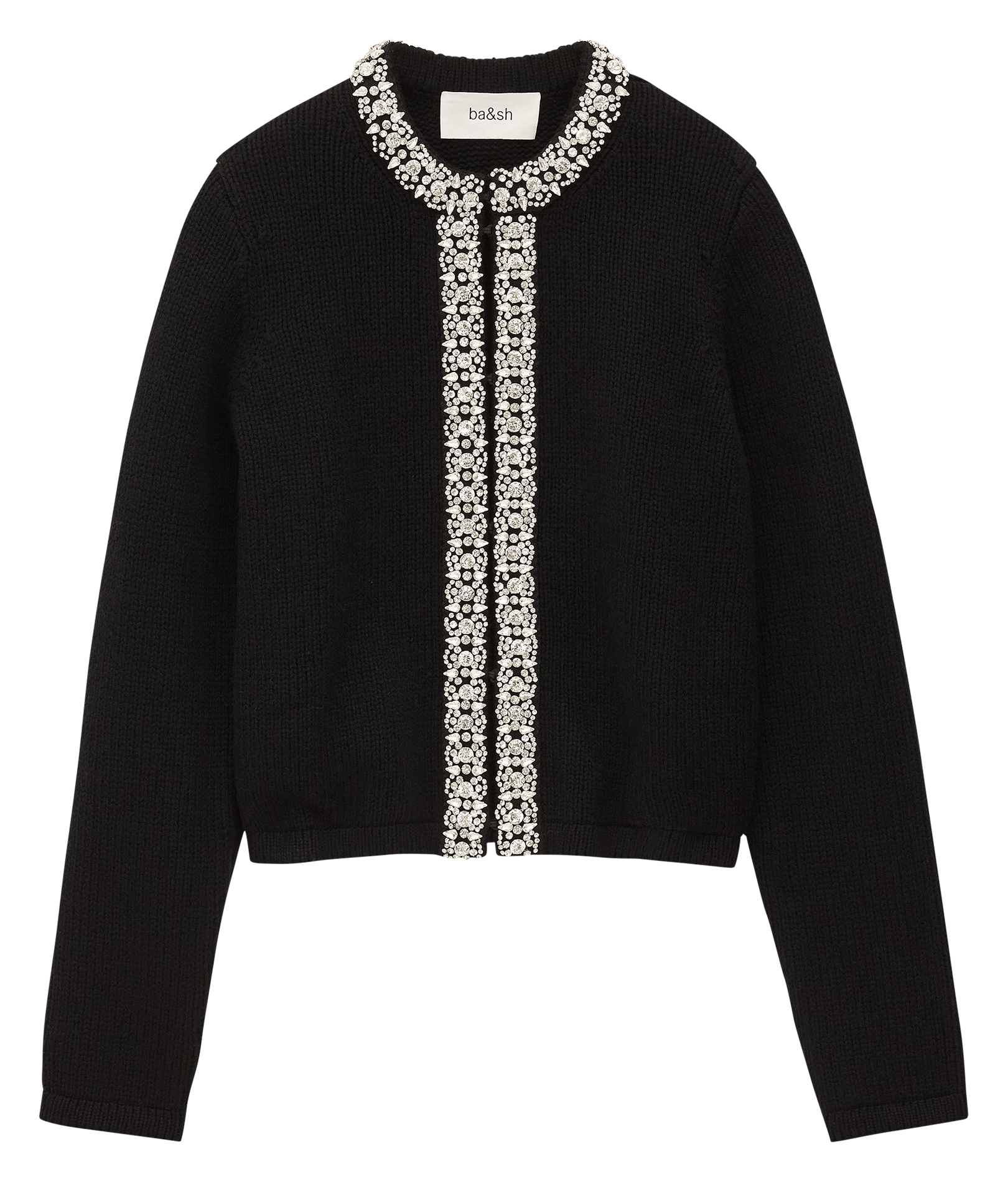 Recht vest met strass in effen breisel. BA&SH Zwart