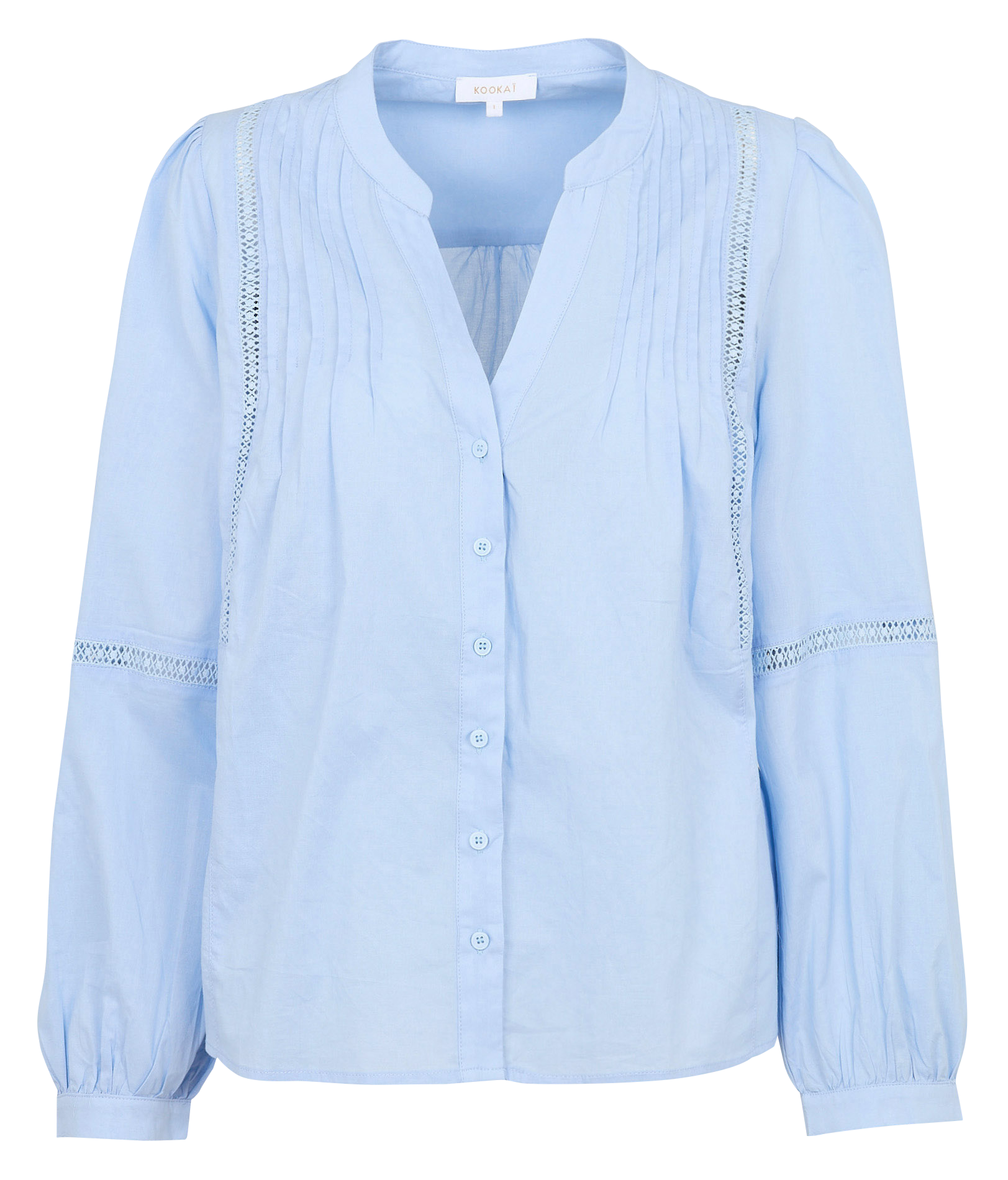 Recht katoenen overhemd met opstaande kraag KOOKAI Blauw