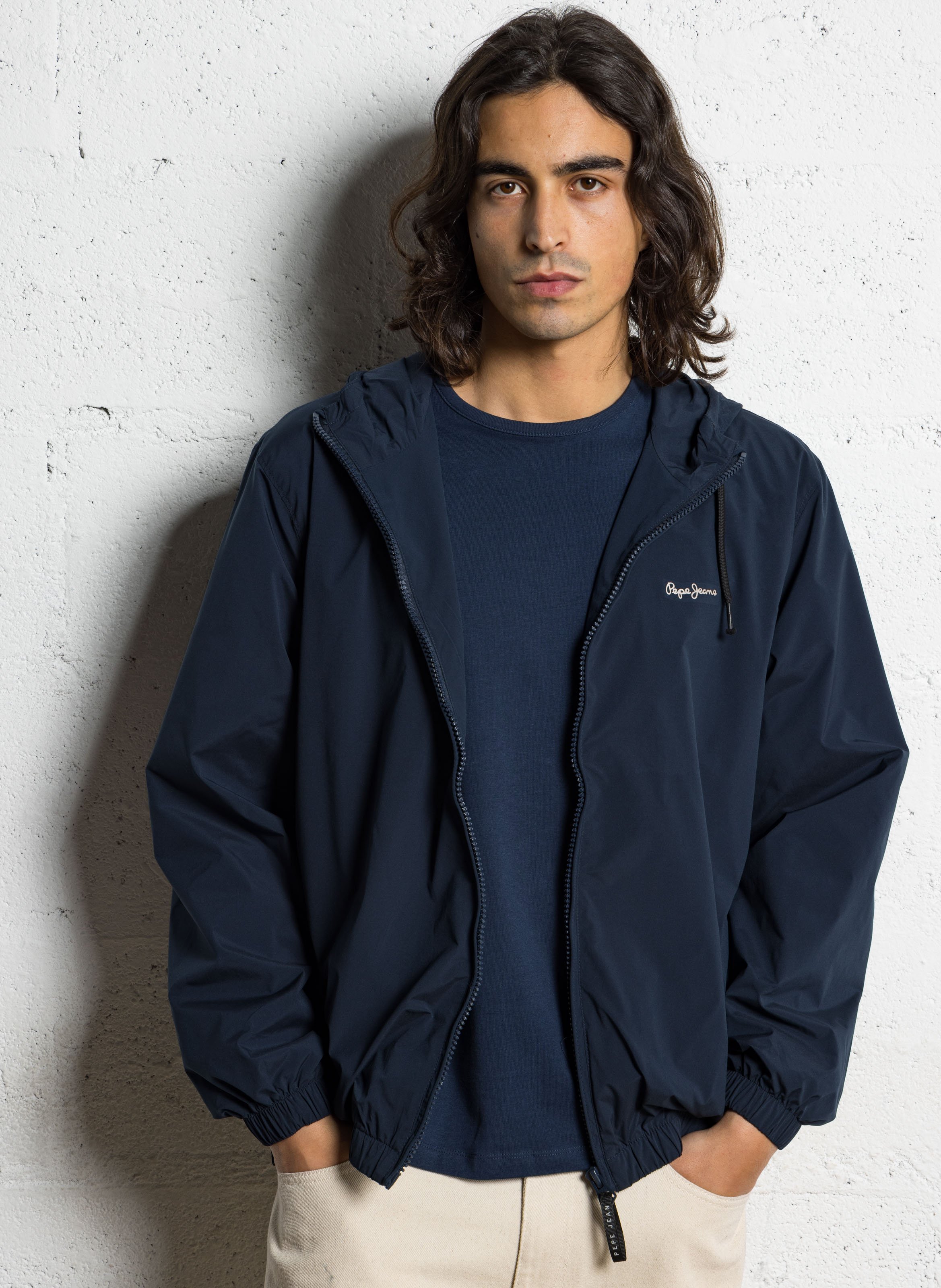 Hooded jacket PEPE JEANS Blue