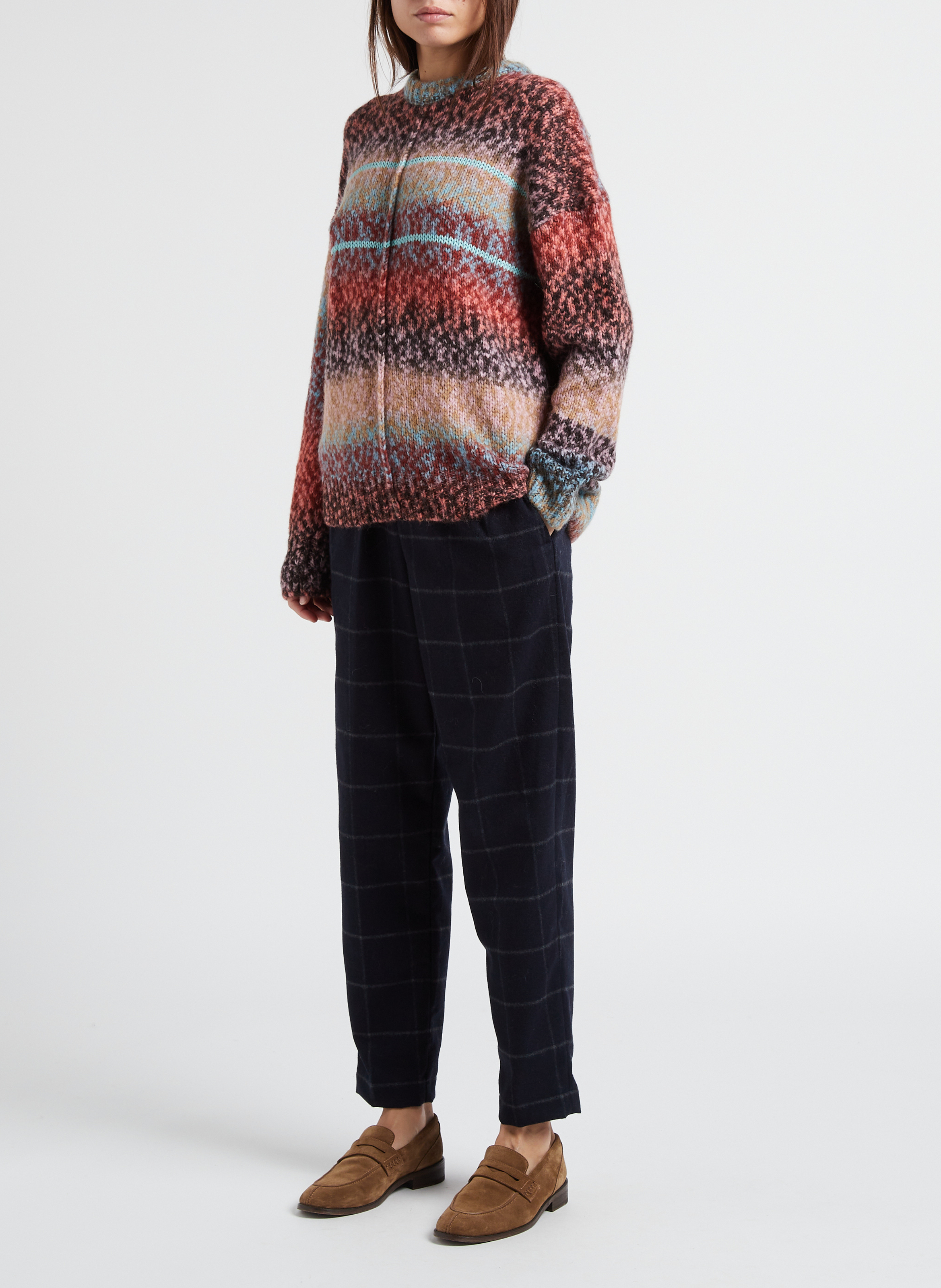 Wool-blend carrot pants POMANDERE Blue