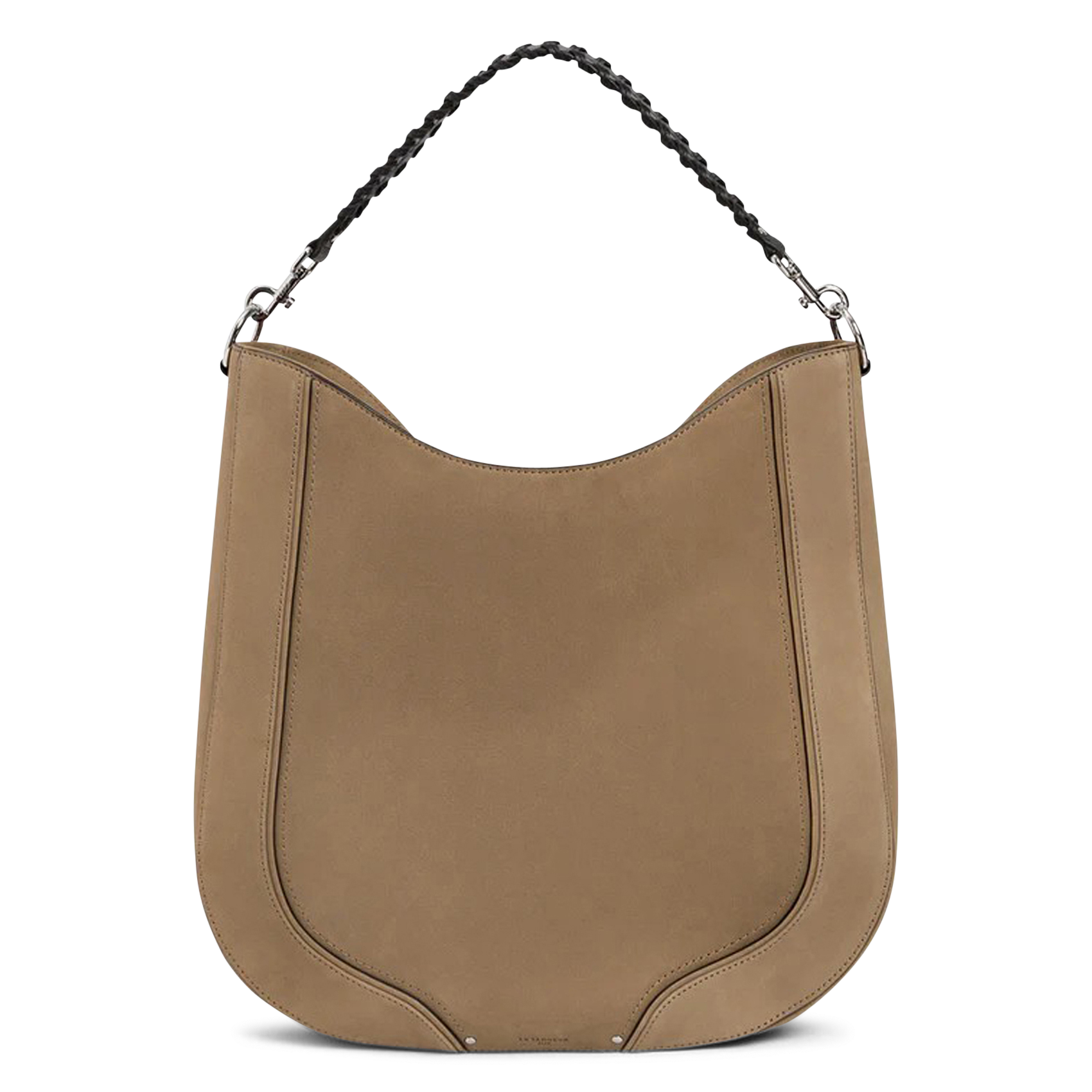 Sac hobo en cuir velours LE TANNEUR Marron