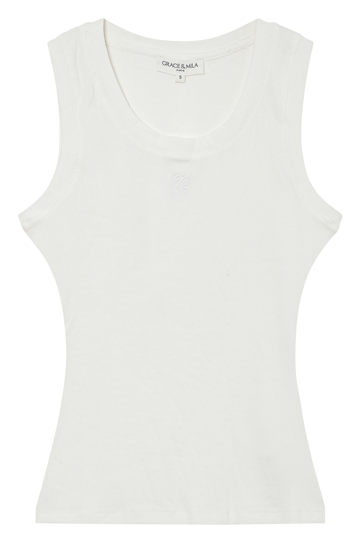 Cotton-blend tank top with round neck VALOU Ivoire