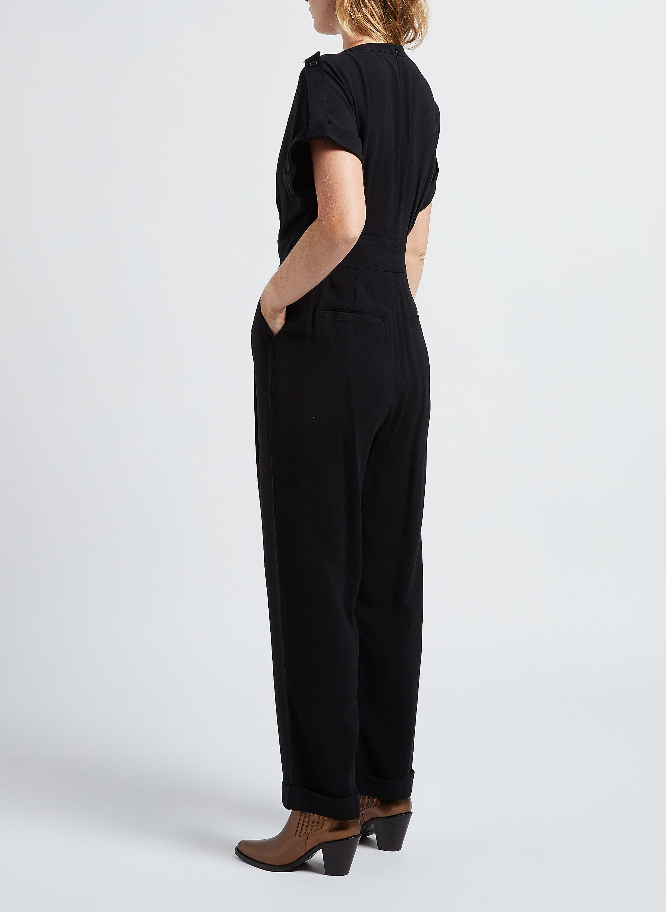Weiter Jumpsuit mit V-Ausschnitt VILA Schwarz