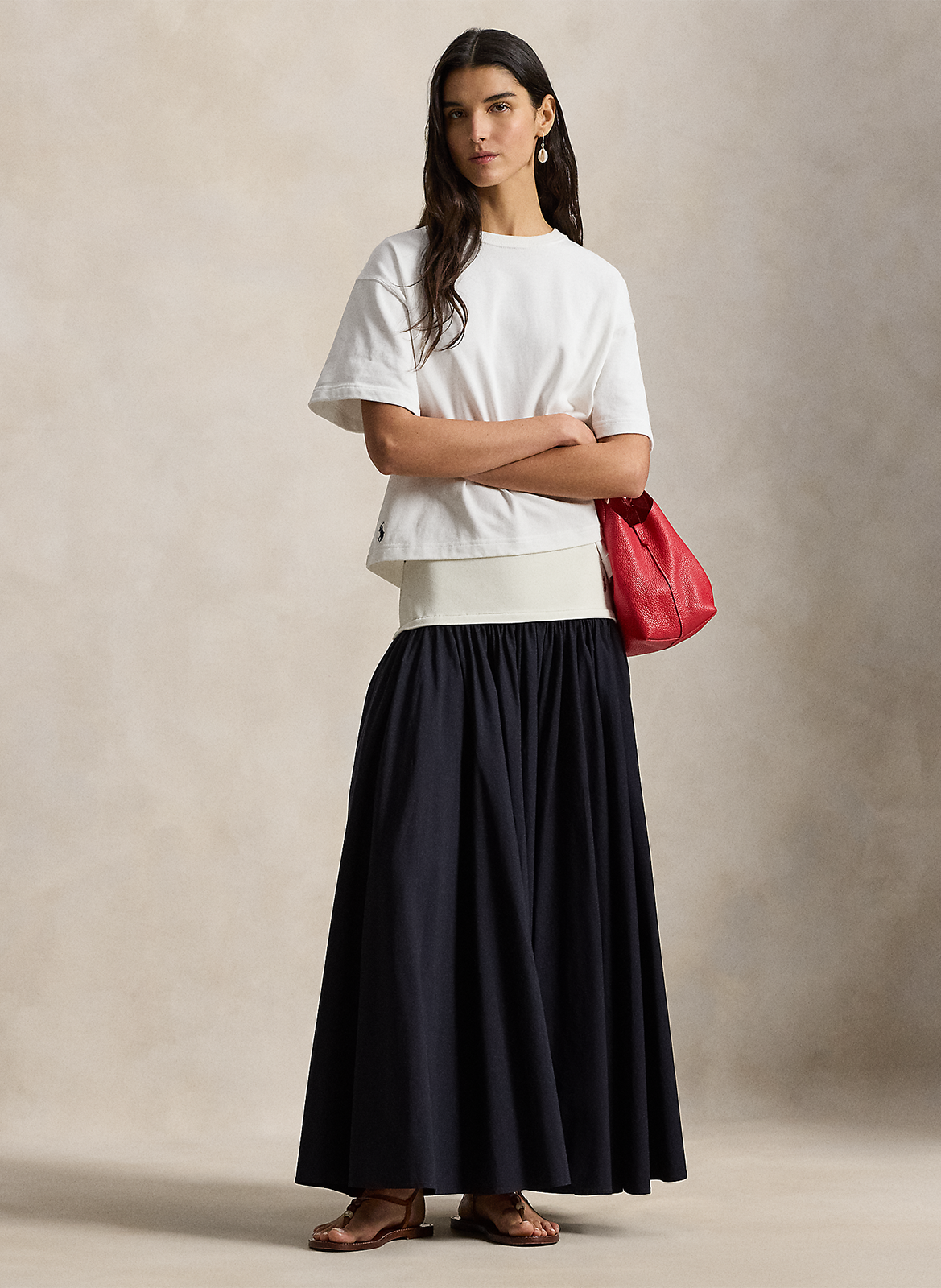 A-line long cotton skirt POLO RALPH LAUREN Blue