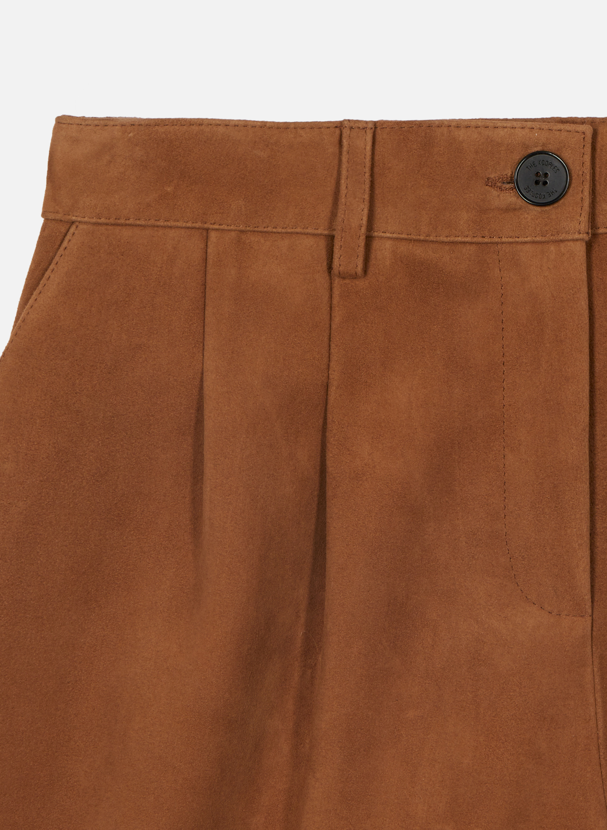 Pleated leather Bermuda shorts THE KOOPLES Brown