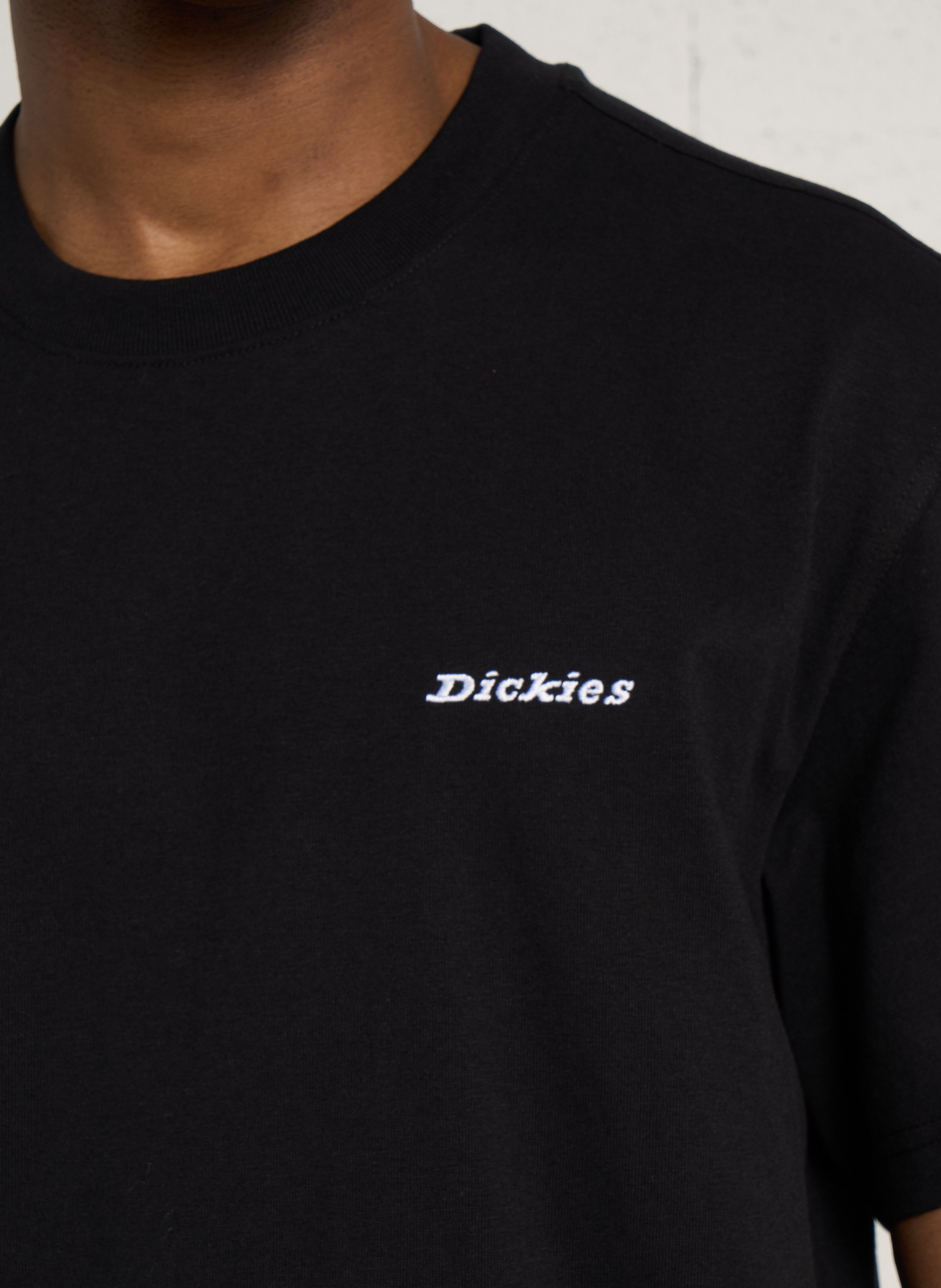 Ruimvallend, katoenen T-shirt met ronde hals en borduursel DICKIES Zwart