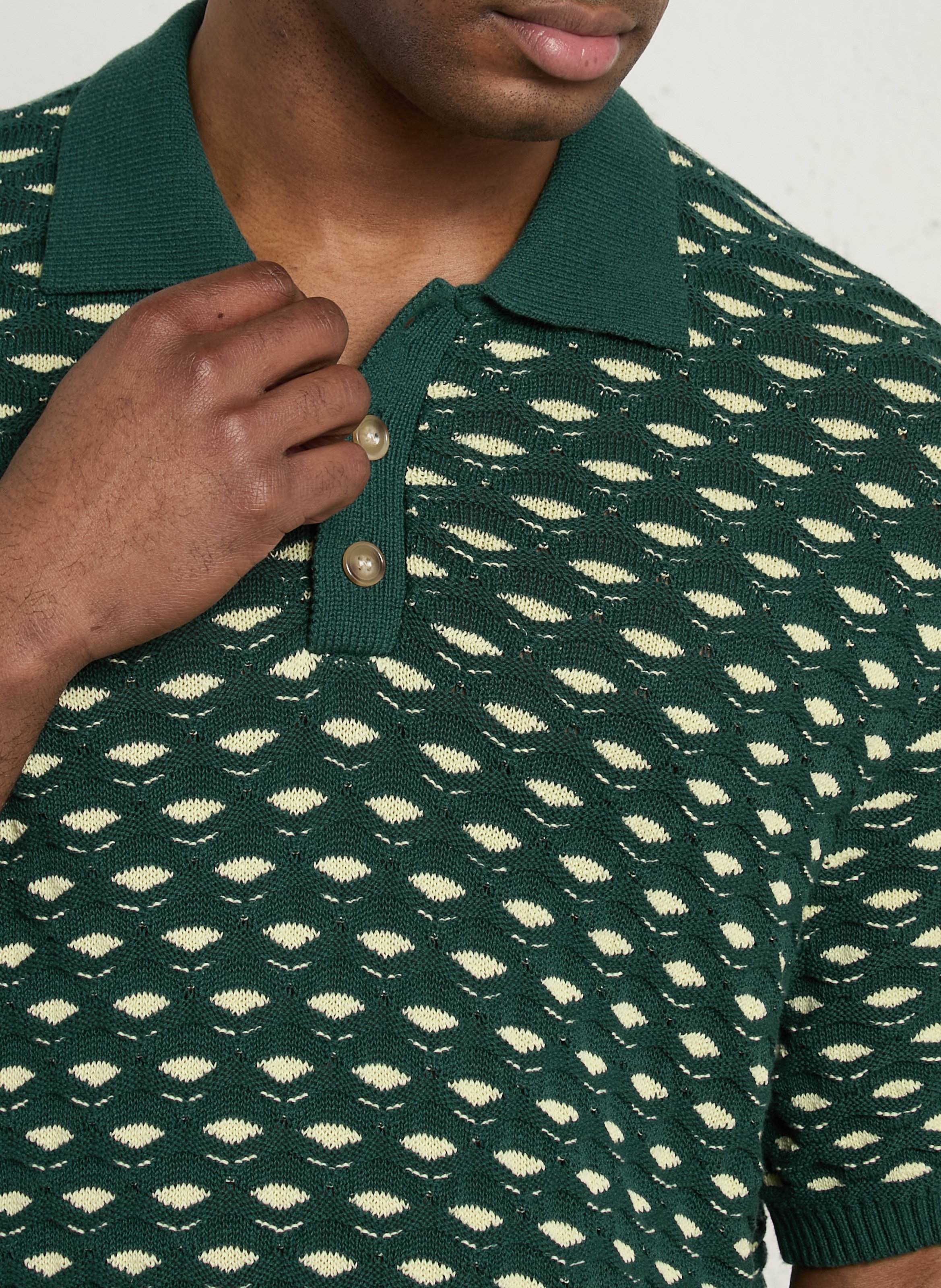 Straight cotton-blend polo shirt LES DEUX Green