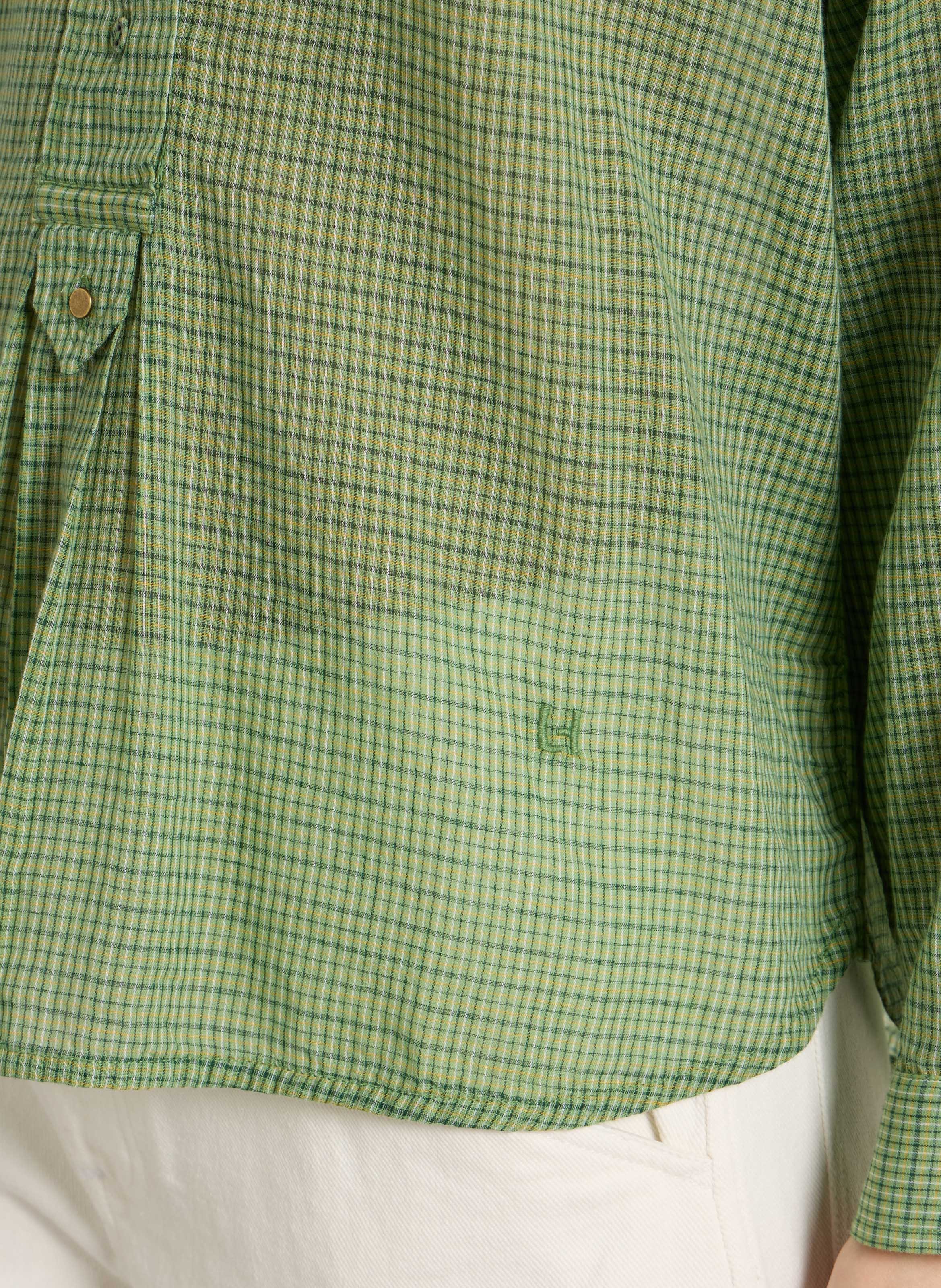 Bio-Baumwollbluse mit klassischem Kragen LEON & HARPER Grun