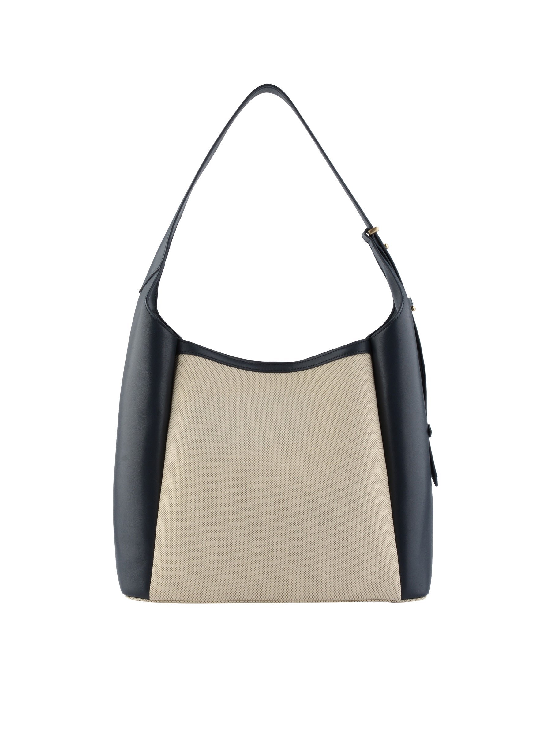 Shoulder bag in canvas trimmed with leather POURCHET Blue