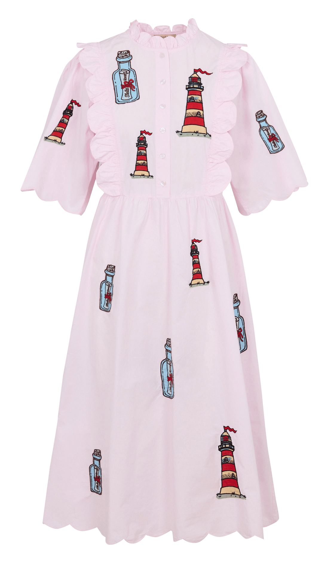 Long loose-fit organic cotton dress STELLA NOVA Pink