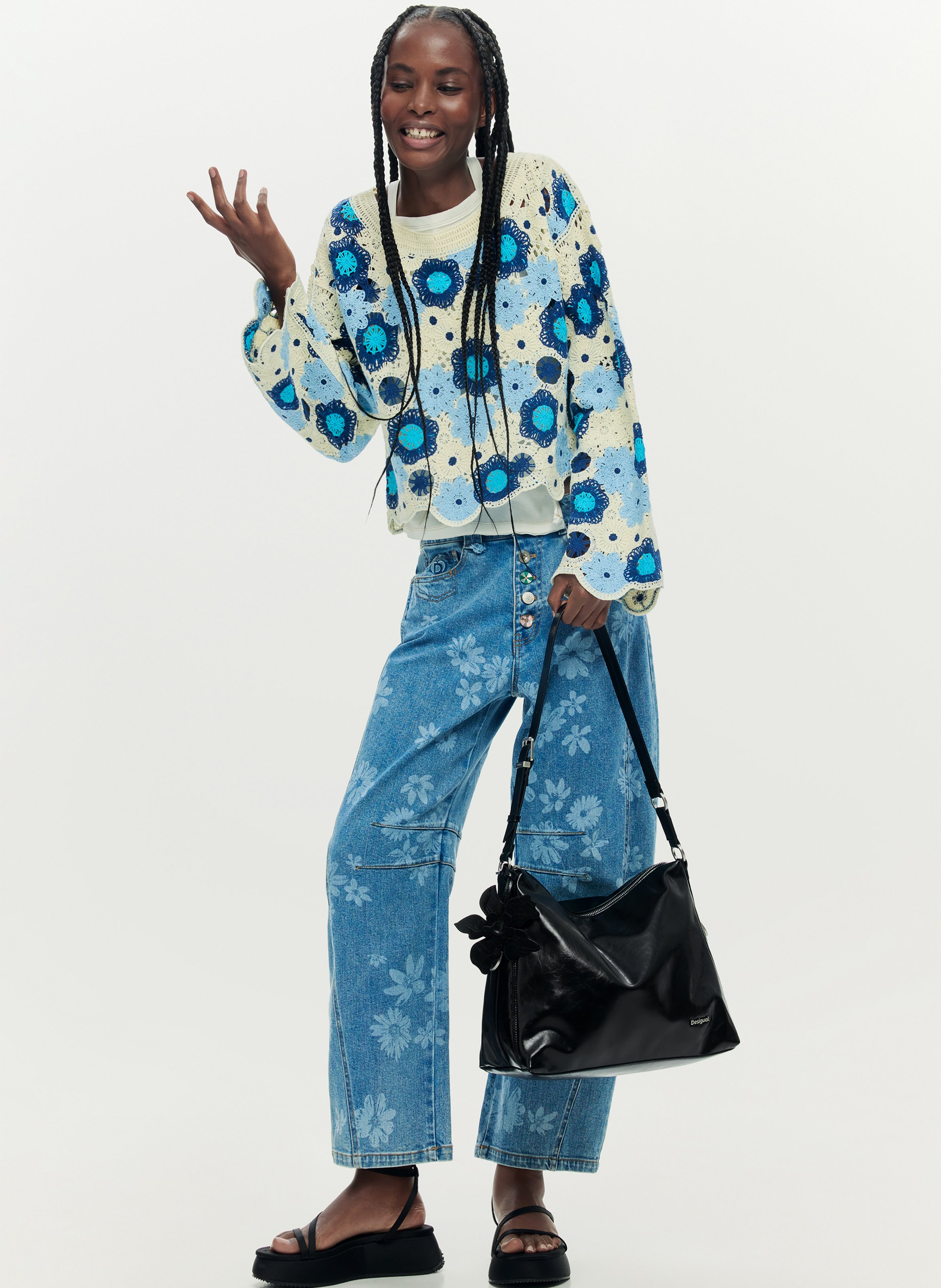 Sac épaule uni zippé DESIGUAL Noir