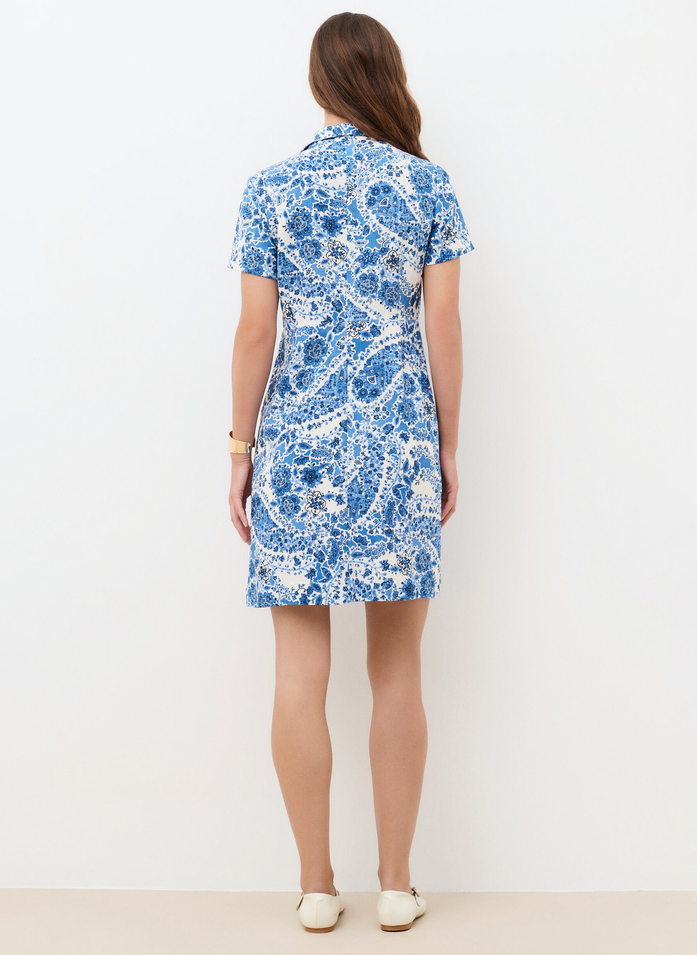 Robe courte col classique imprimée CAROLL Bleu