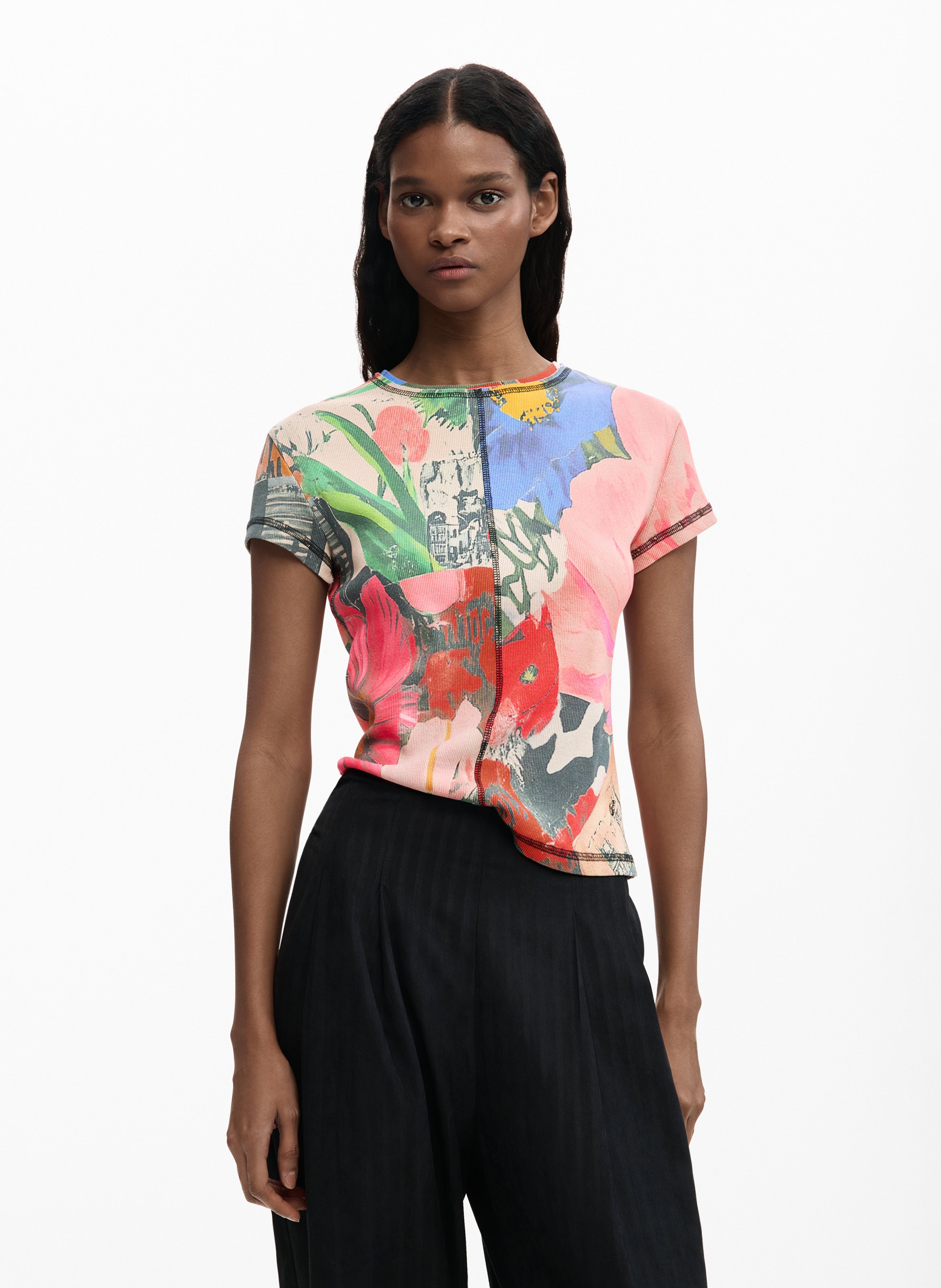 Basic cotton-mix T-shirt DESIGUAL Red