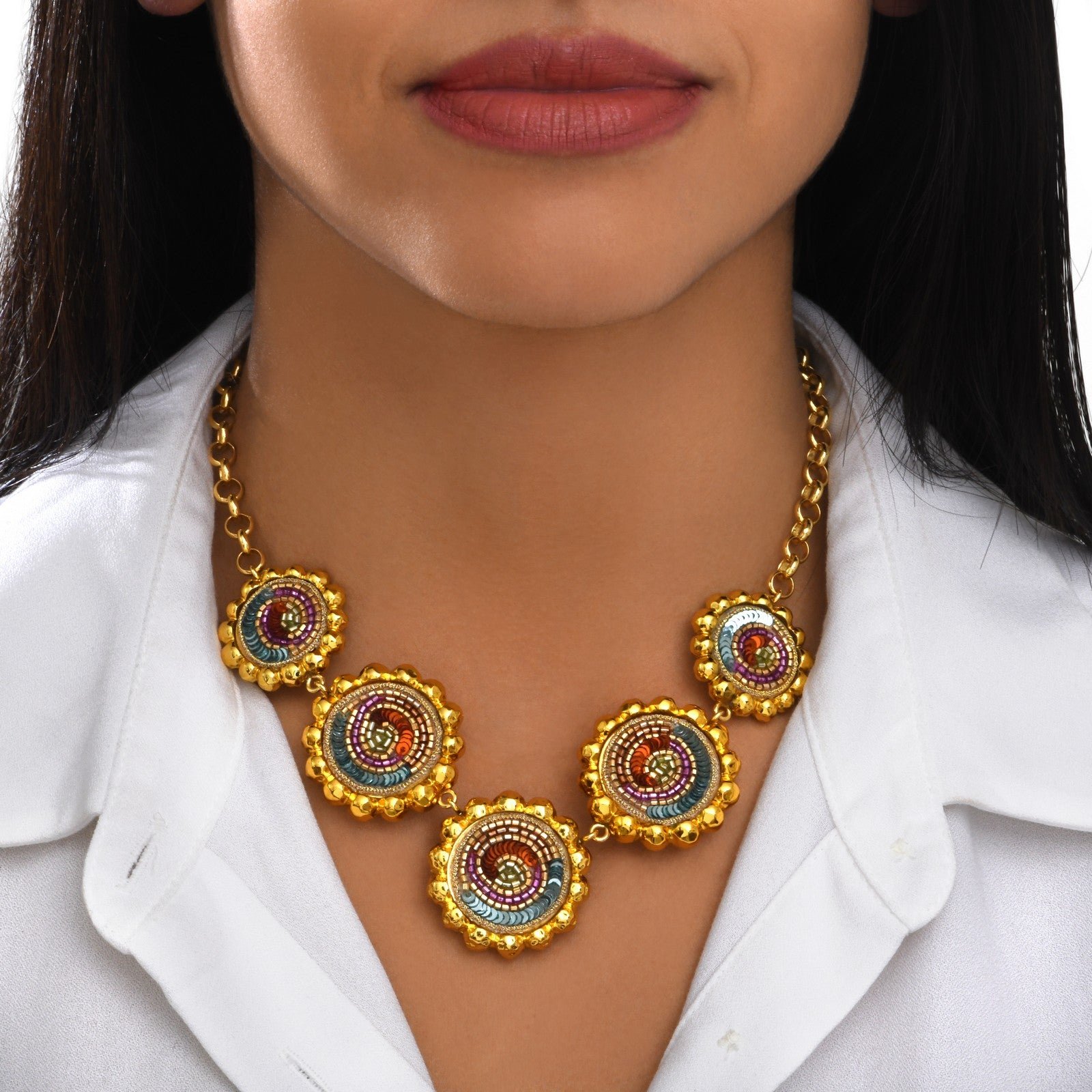 Collier chaîne angèle ronds brodés SATELLITE PARIS Multicolore