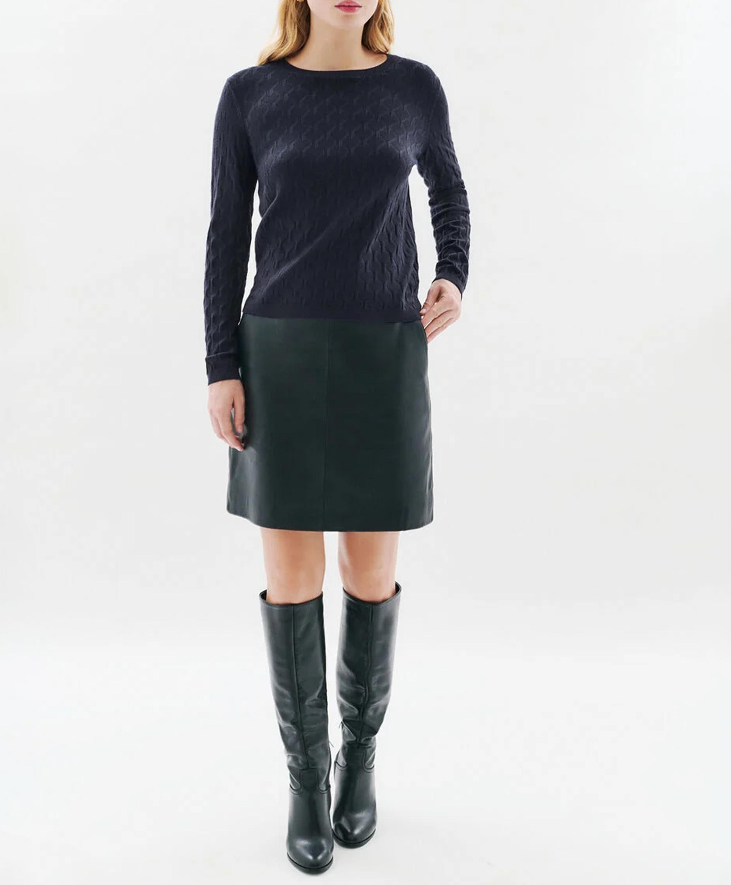 Zopfstrickpullover mit Rundhalsausschnitt CAROLL Blau