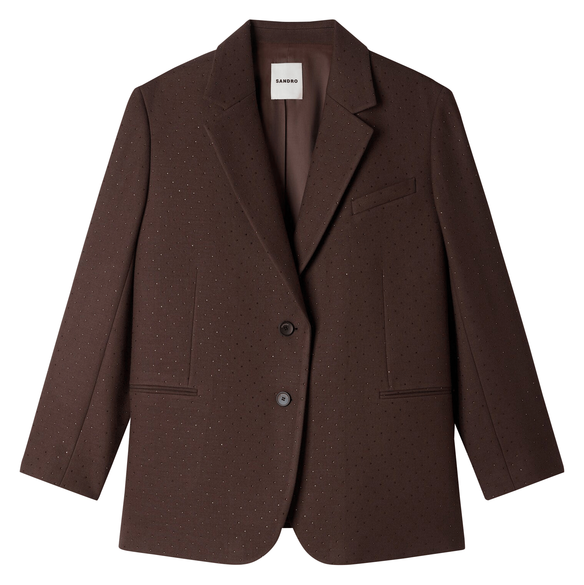 Veste de tailleur droite jacquard SANDRO Marron