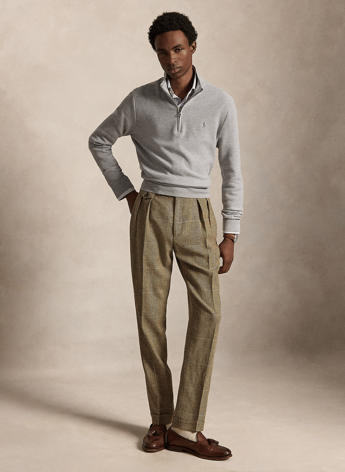 Pull droit col montant en coton | Gris POLO RALPH LAUREN Homme