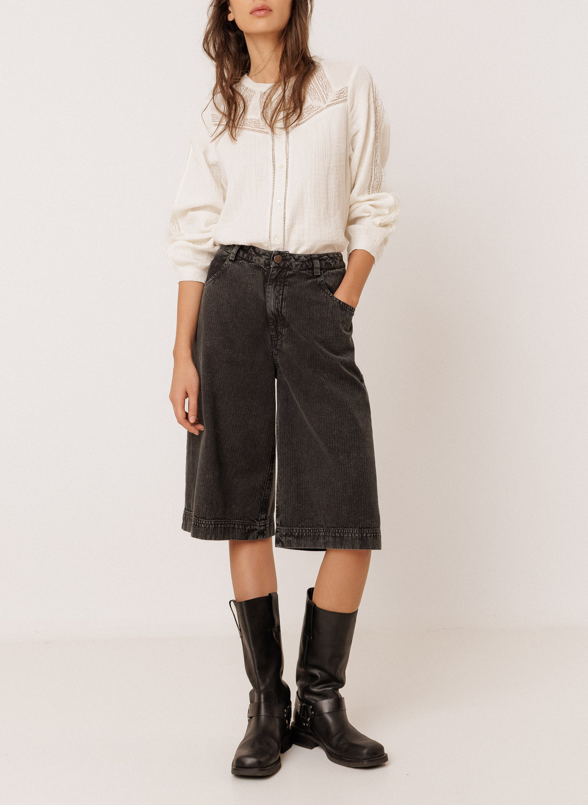 Straight cotton shirt INDI & COLD Beige