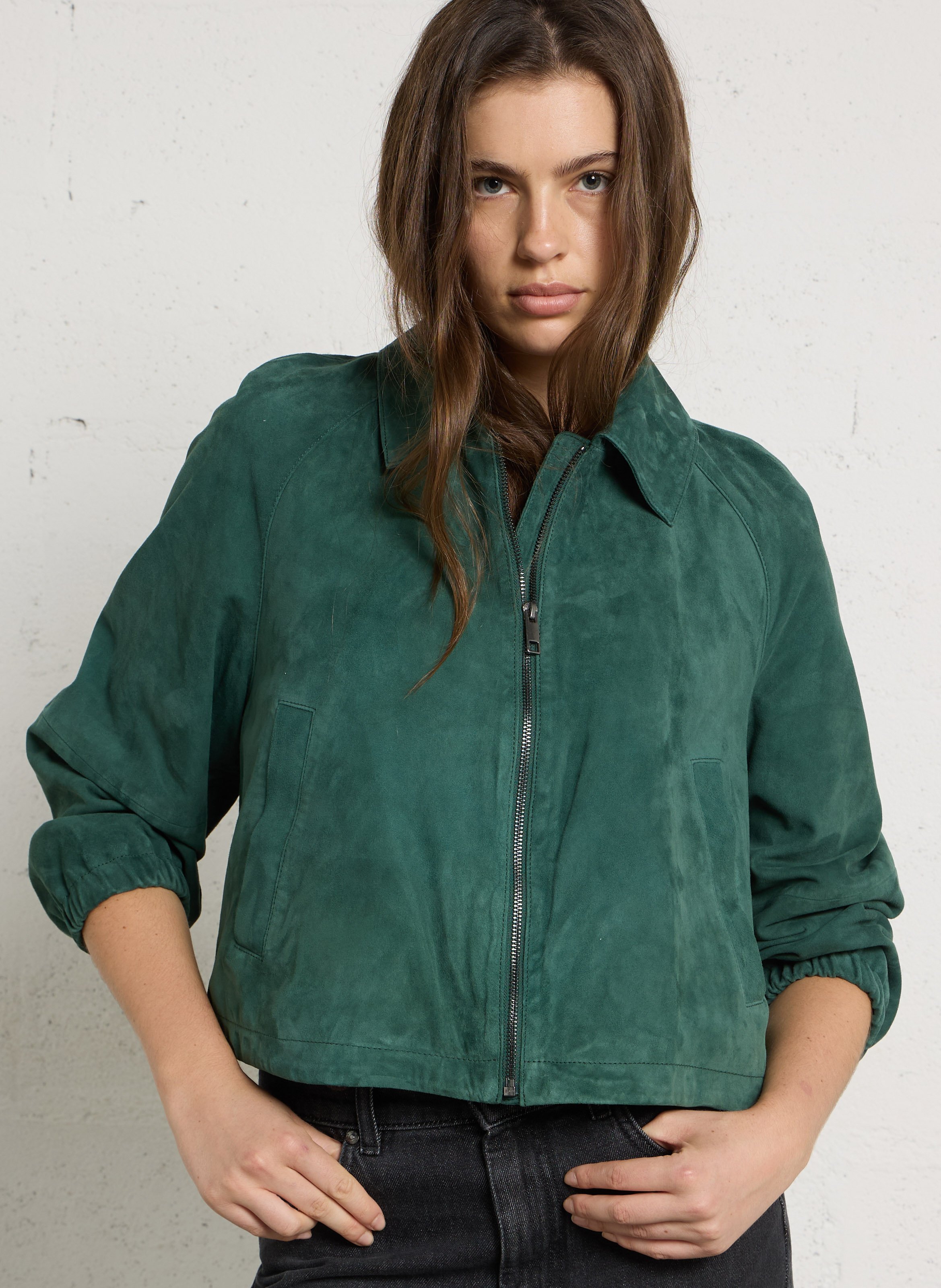 Gewachste Wildlederjacke MAX MARA WEEK END Grun