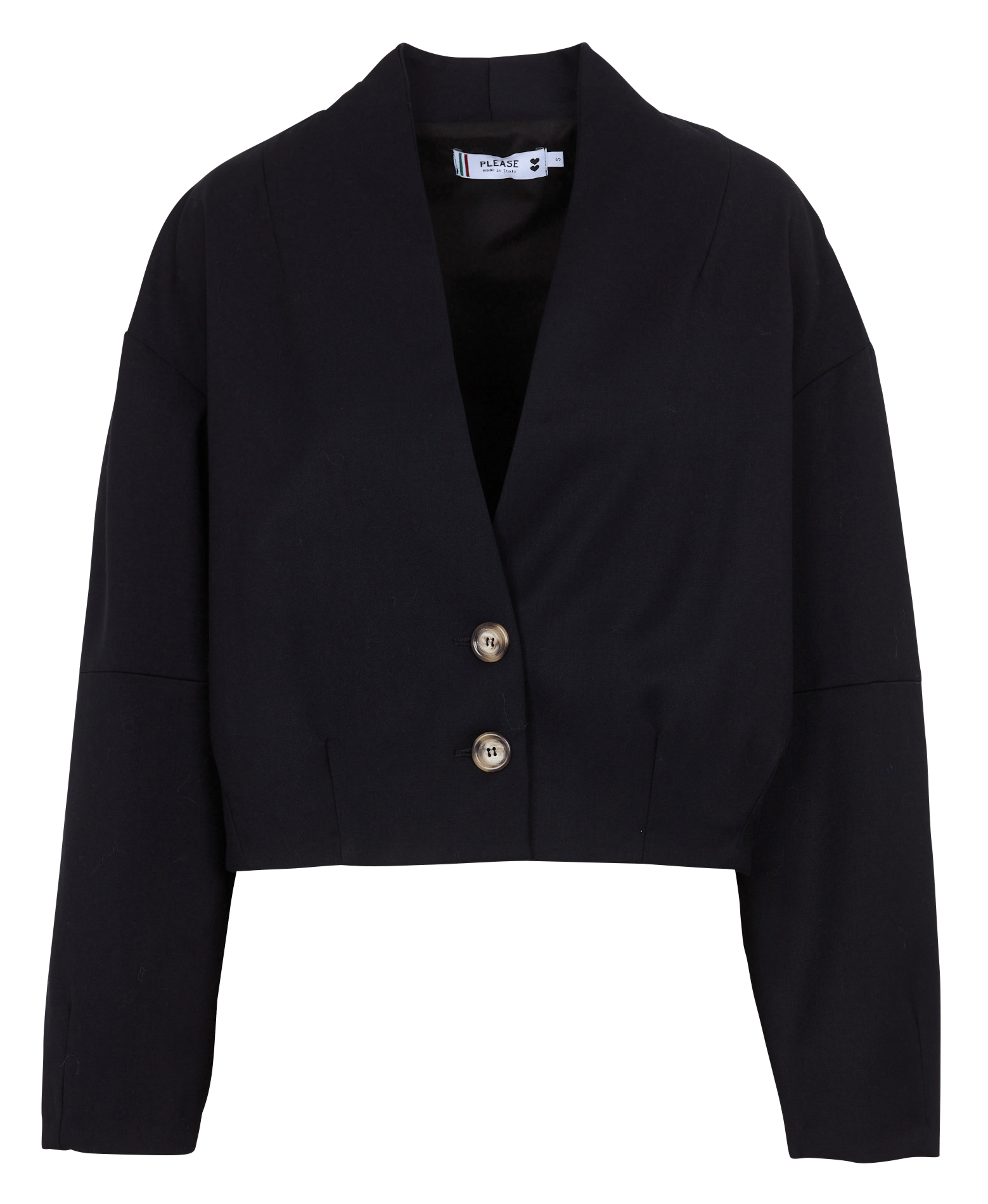 Short collarless solid color jacket PLEASE Blue