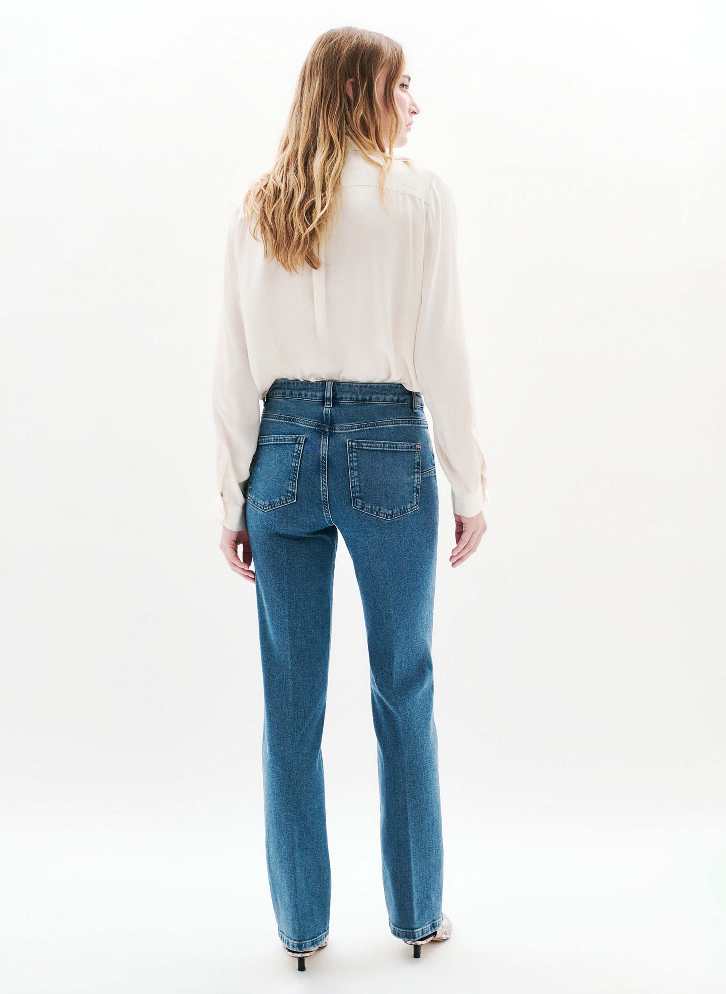 High Waist Straight Cut Jeans aus Baumwoll-Mix CAROLL Blau